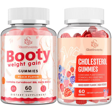 Glorithiventa Cholesterol & Booty Gummies Supplement Bundle - Plant Sterols & Stanols + CurvaBoost BBL Herb Blend & Creatine Monohydrate - Cholesterol Normal Level, Booty, Curves & Energy GlorithiventaAu supplements
