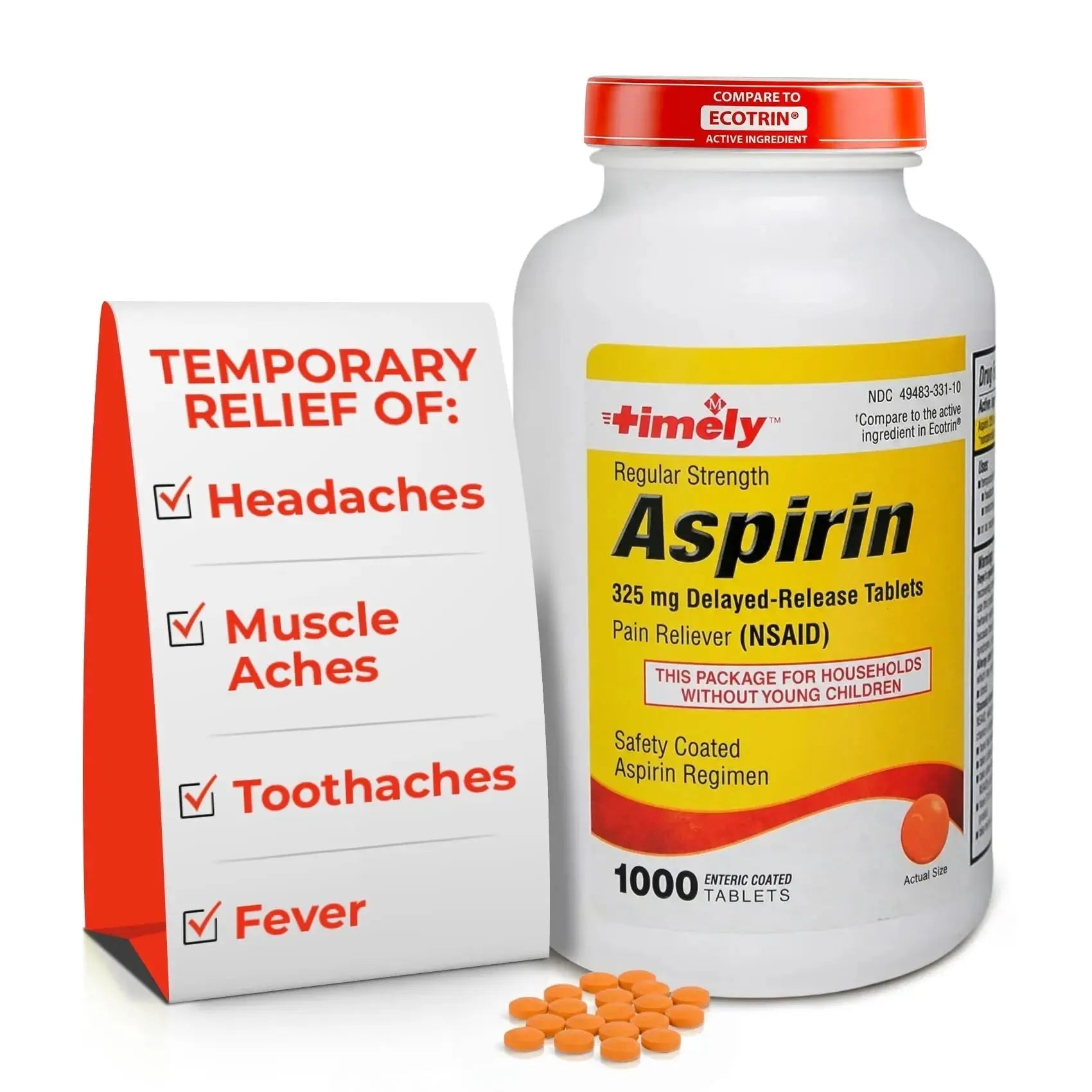TIME-Cap Labs 1000 Regular Strength Aspirin 325mg – Delayed Release Enteric Coated Tablets for Minor Aches and Pains, NSAID Pain Reliever & Fever Reducer for Adults and Children 12 Years and Older TIME-CAP LABS, INC.Au supplements