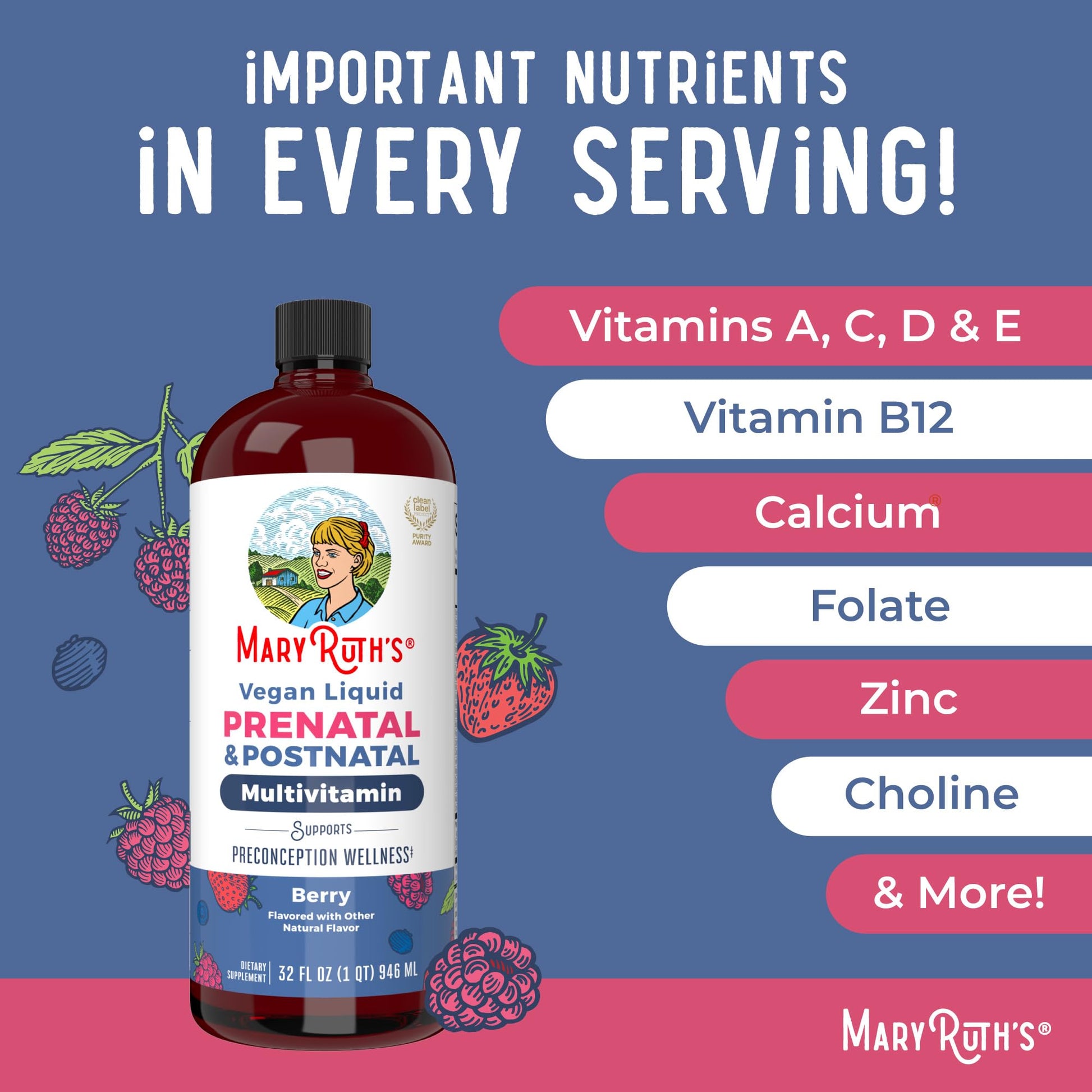 MARYRUTH'S Postnatal & Prenatal Vitamins for Women | Sugar Free | Selenium | Folate | Vegan | Non-GMO | Gluten Free | 32oz MARYRUTH'SUS supplements