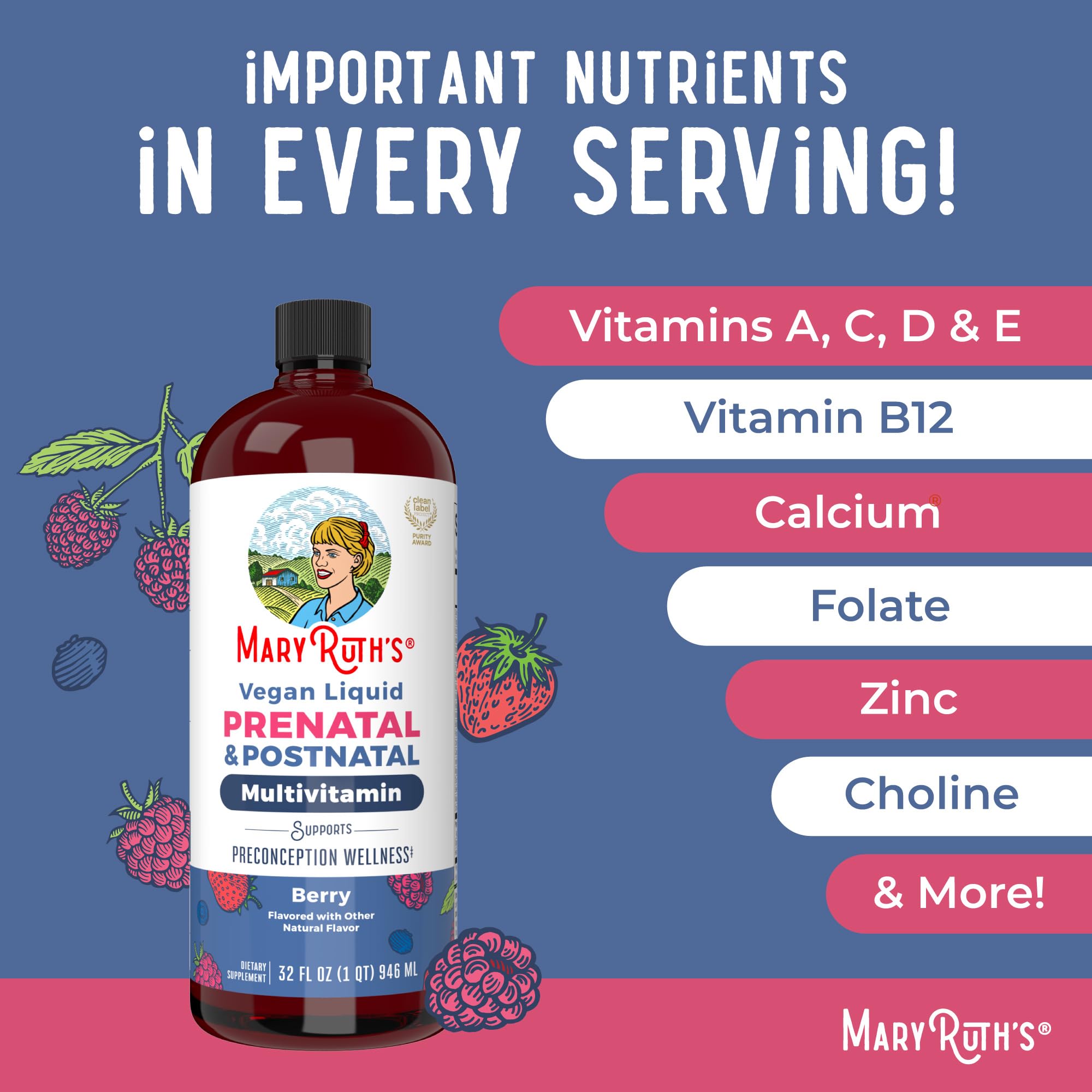 MARYRUTH'S Postnatal & Prenatal Vitamins for Women | Sugar Free | Selenium | Folate | Vegan | Non-GMO | Gluten Free | 32oz MARYRUTH'SUS supplements