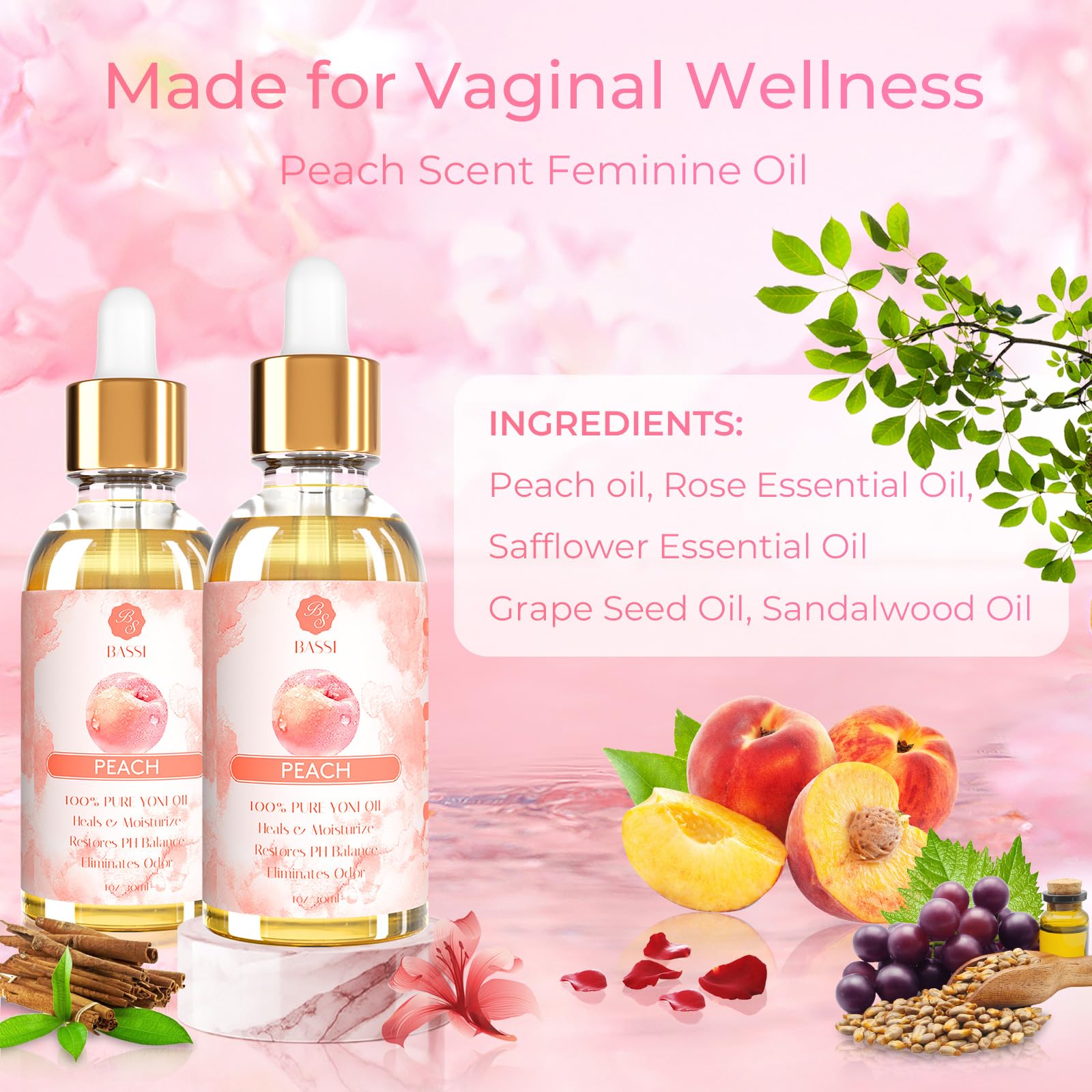 2 Pack Yoni Essential Oil Organic Feminine Oil Eliminates Odor Vaginal Moisturizer for Wetness BASSIAu supplements