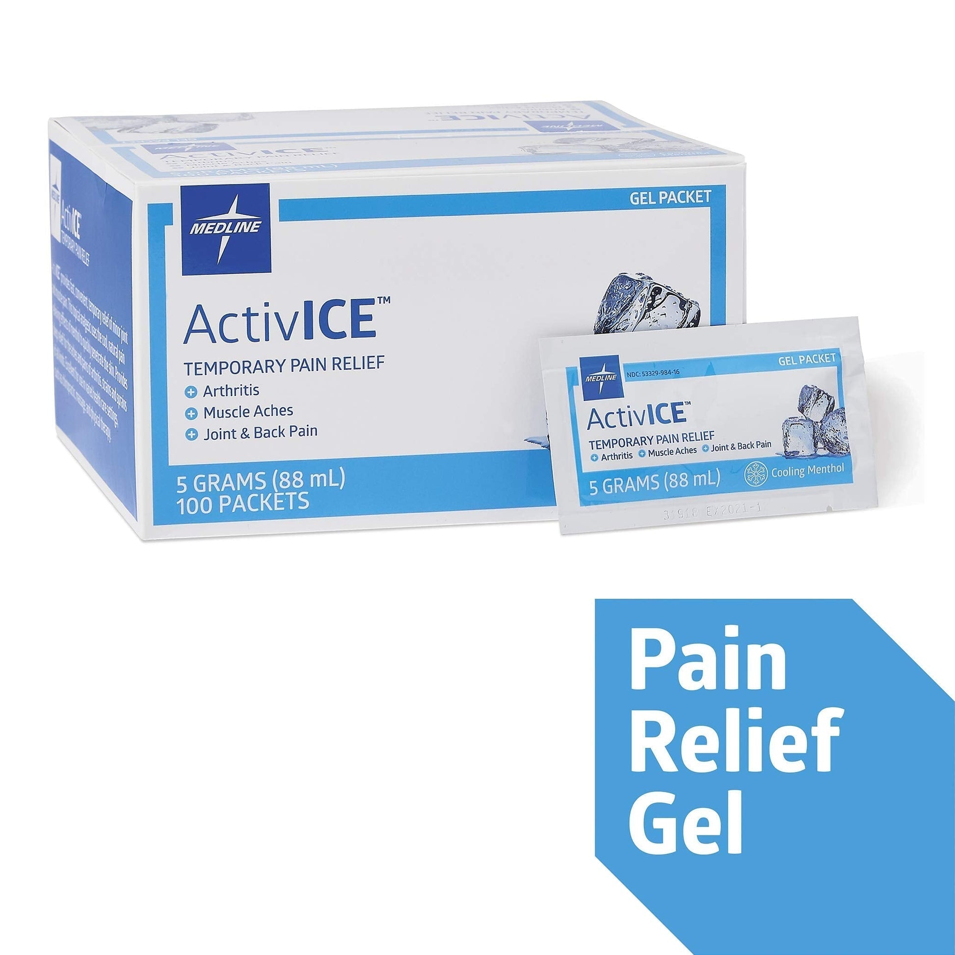 Medline ActivICE Topical Pain Reliever Gel, Great for Arthritis, Muscle Aches and Back Injuries, 5 grams - 100 Packs MedlineAu supplements