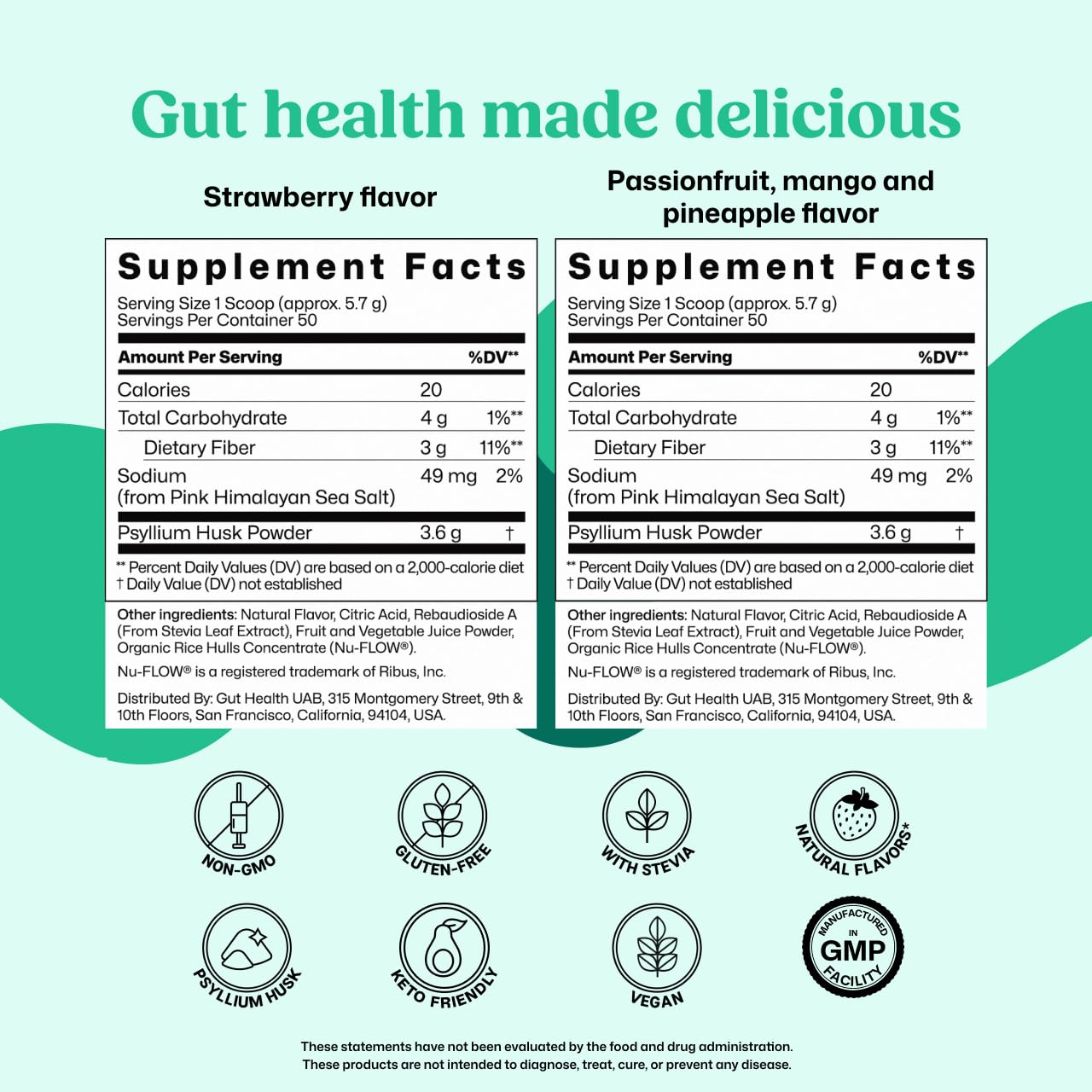 ColonBroom Psyllium Husk Powder - Colon Cleanse for Bloating Relief & Gut Health - Fiber Powder Drink - Easy to Mix - Vegan, Gluten Free, Non-GMO - Strawberry & Tropical Fruits (2 Pack) ColonBroomAu supplements
