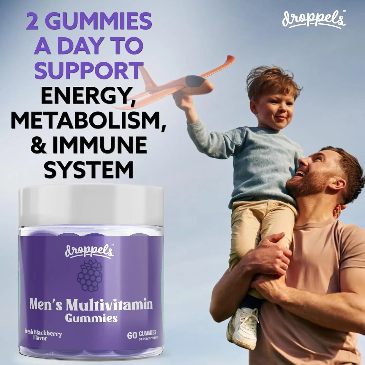 Droppels His & Hers Bundle: Men's & Women's Multivitamin Gummies | Vegan, Non-GMO, Pectin-Based | BlackBerry & Peach Tea Flavors DroppelsAu supplements