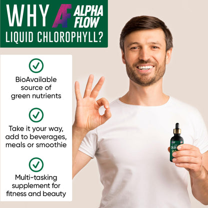 Chlorophyll Liquid Drops 6000 mg - Premium Liquid Chlorophyll Supplement - All-in-One Alpha FlowUS supplements