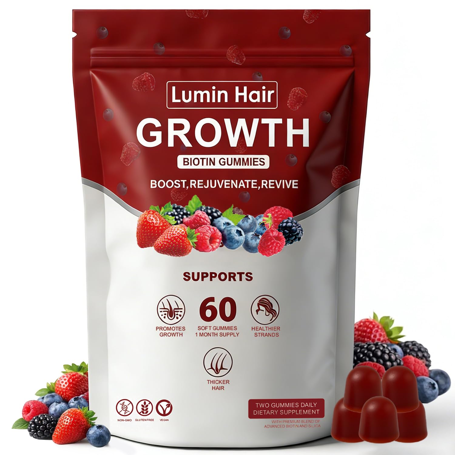 Lumin Hair Growth Gummies for Black Women, 60 Vegan Gummies, Daily Hair Nourishment with Biotin, Collagen & Botanical Extracts, Supports Healthy Hair Growth & Strength Lumin HairUS supplements