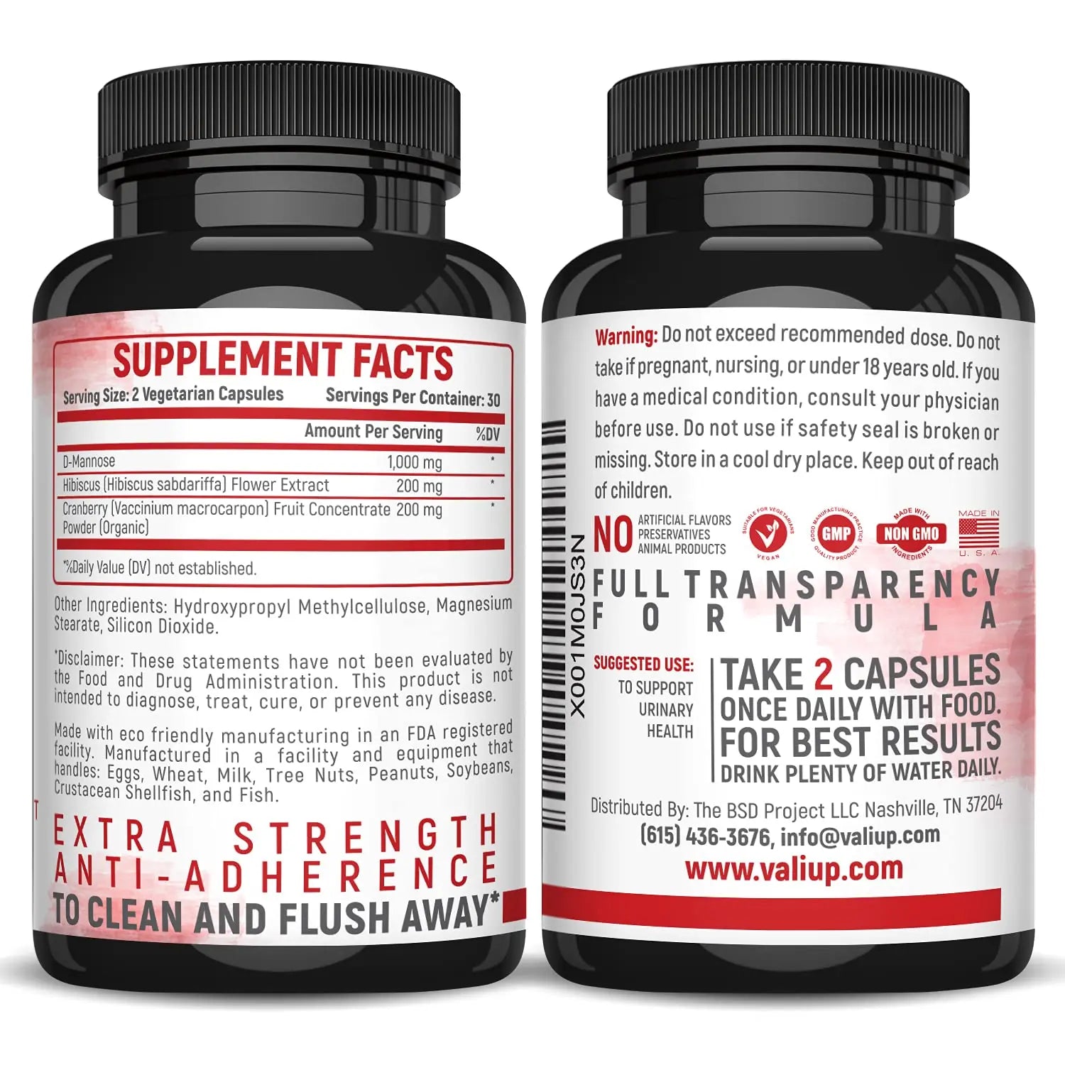 VALI D-Mannose 1000mg Urinary Tract Health Formula. Organic Cranberry Fruit Powder & Hibiscus. Healthy Bladder, Natural Cleanse, Fast Detox Flush, Herbal UT Function Support Pills. 60 Veggie Capsules VALIAu supplements