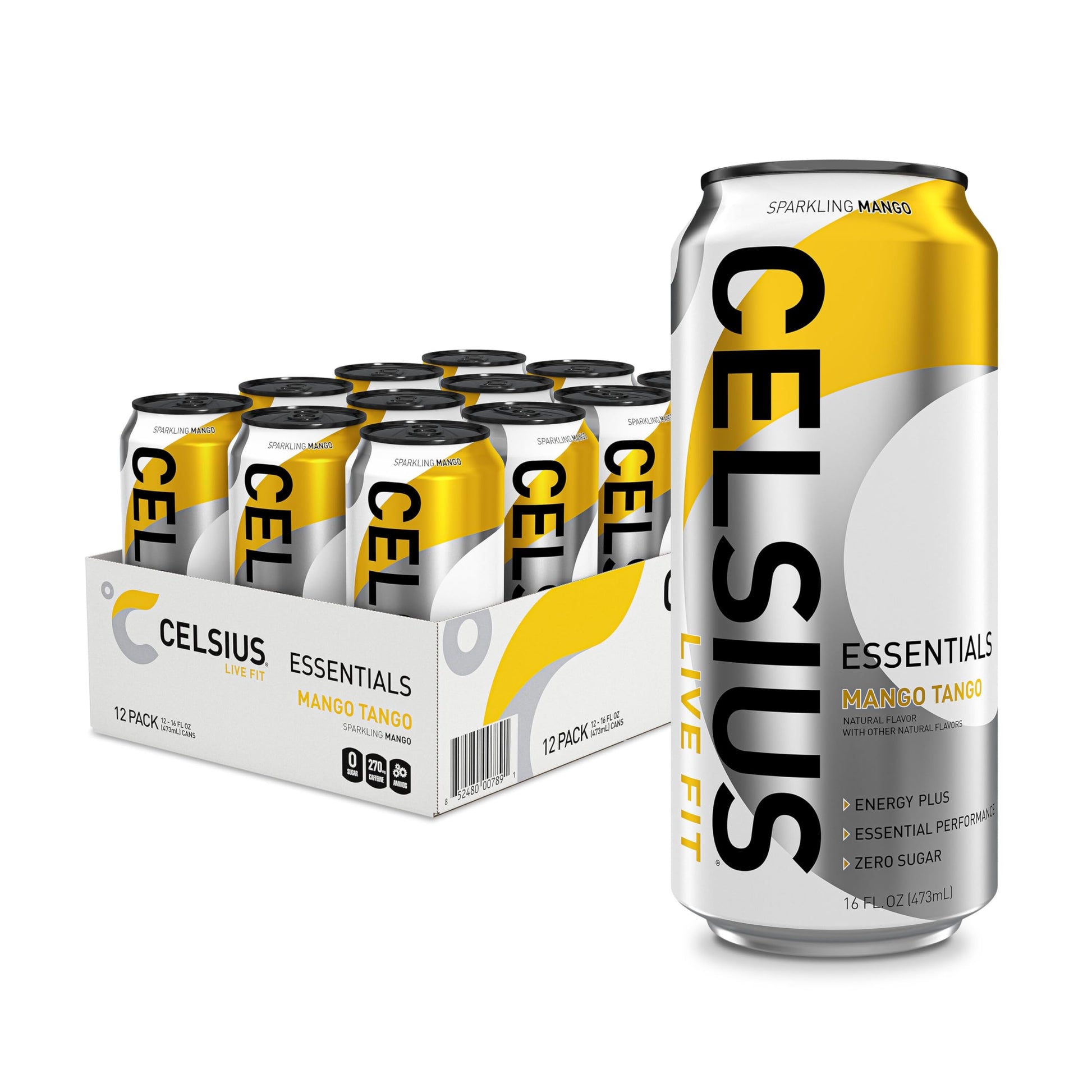 CELSIUS ESSENTIALS, Sparkling Mango Tango, Performance Energy Drink 16 Fl Oz CELSIUSUS supplements