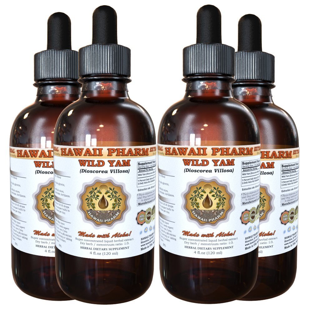 Wild Yam Liquid Extract, Wild Yam (Dioscorea Villosa) Tincture 4x4 oz HawaiiPharmAu supplements