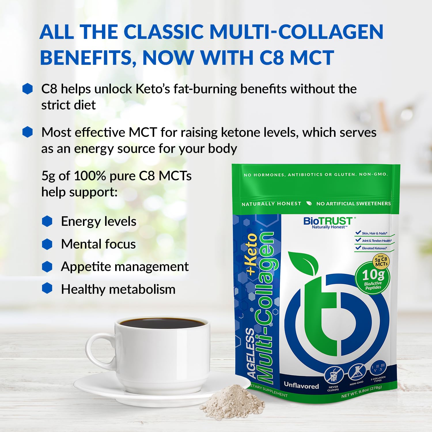 BioTrust Multi-Collagen Protein Powder + Keto MCT Oil – 5 Collagen Types Plus 100% BioTrustAu supplements