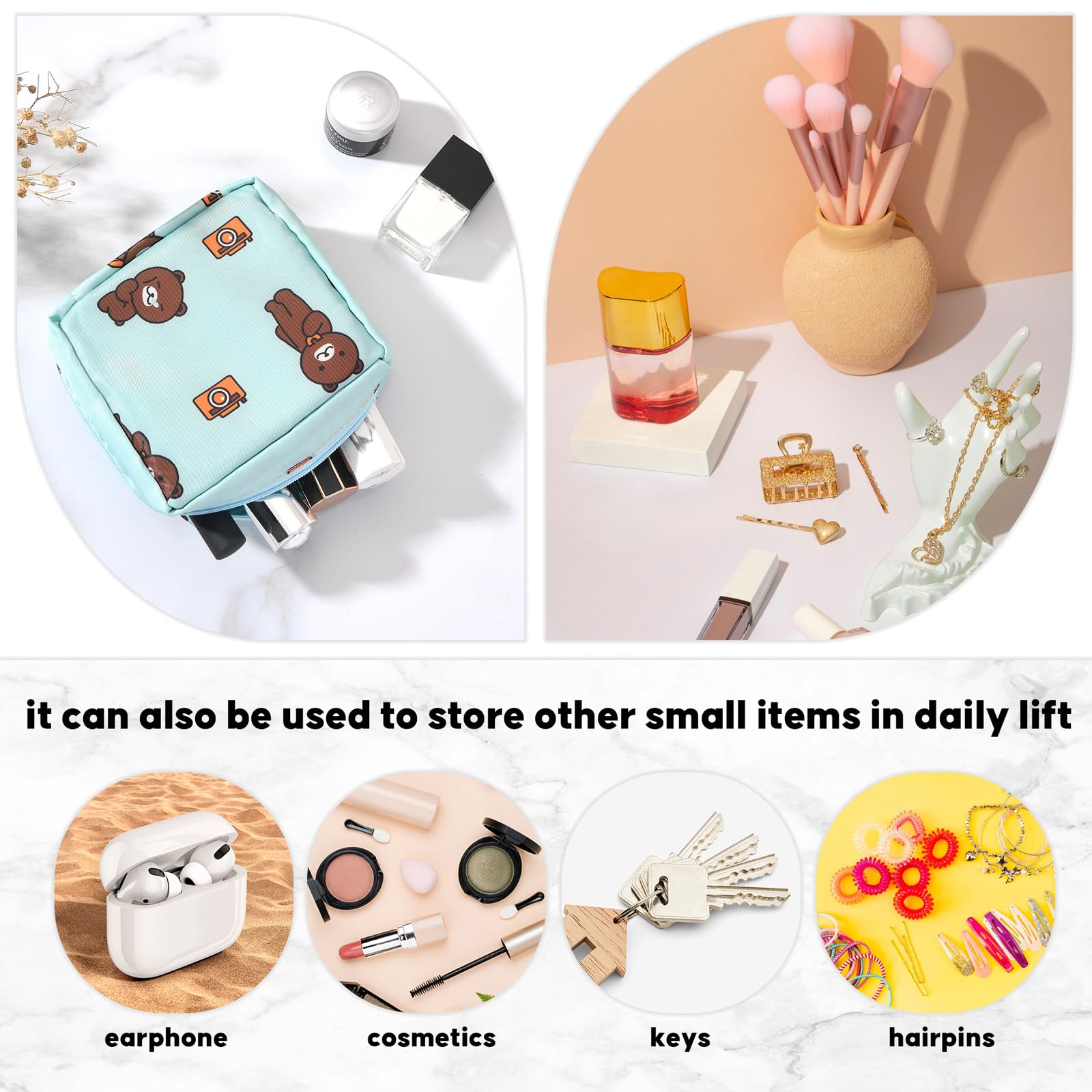 4Pcs Period Bag, Sanitary Pad Storage Bag Samll Period Pouch for Purse Cute Menstrual Period Bag AsterAu supplements