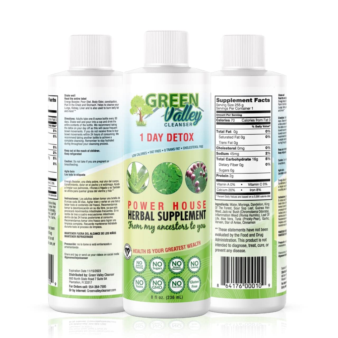 1 Day Colon Liquid Cleanse Formula and Liver Detox - Vegan Friendly, Helps Healthy Digestion Green Valley CleanserUS supplements