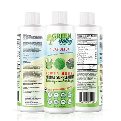 1 Day Colon Liquid Cleanse Formula and Liver Detox - Vegan Friendly, Helps Healthy Digestion Green Valley CleanserUS supplements