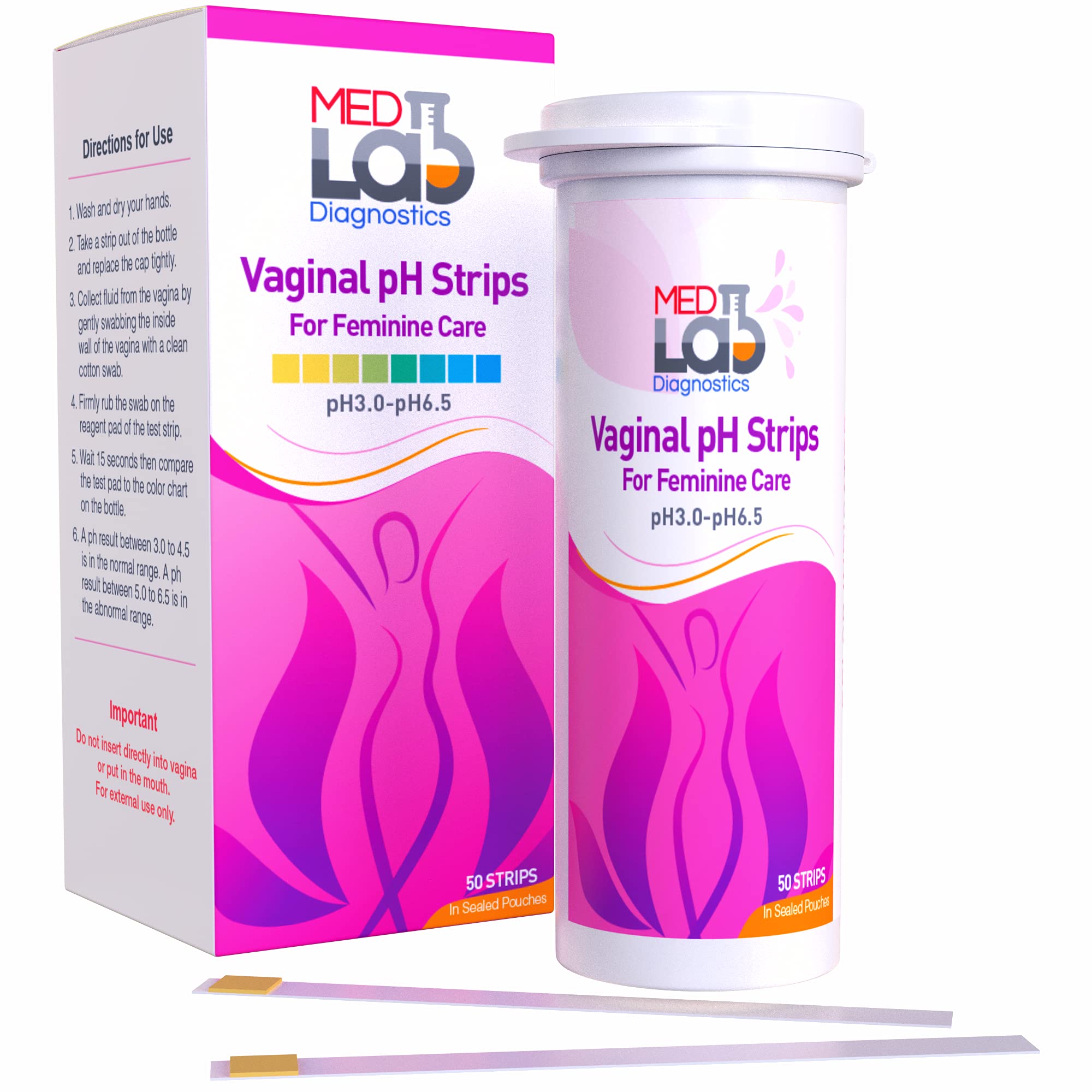 Vaginal ph Test Strips for Women(50 cnt). BV Bacterial Vaginosis and Yeast Infection Test Strips Med Lab DiagnosticsAu supplements