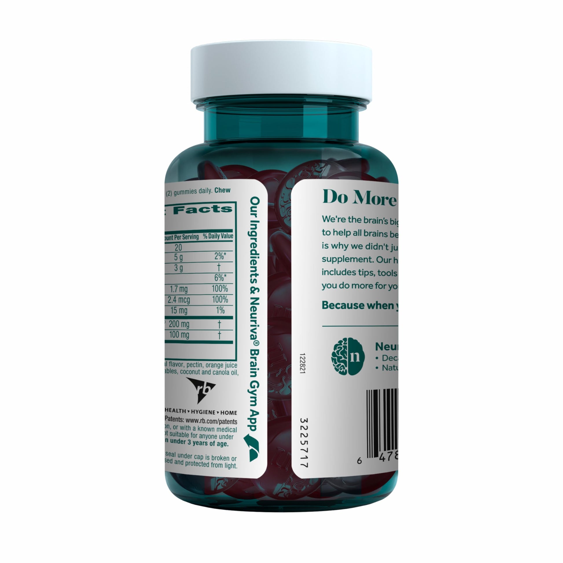 NEURIVA Plus Decaffeinated Nootropic Brain Supplement for Memory, Focus & Concentration & Cognitive Function, Clinically Tested NeuroFactor, Phosphatidylserine, Vitamins B6 B12,50ct Strawberry Gummies NEURIVAAu supplements