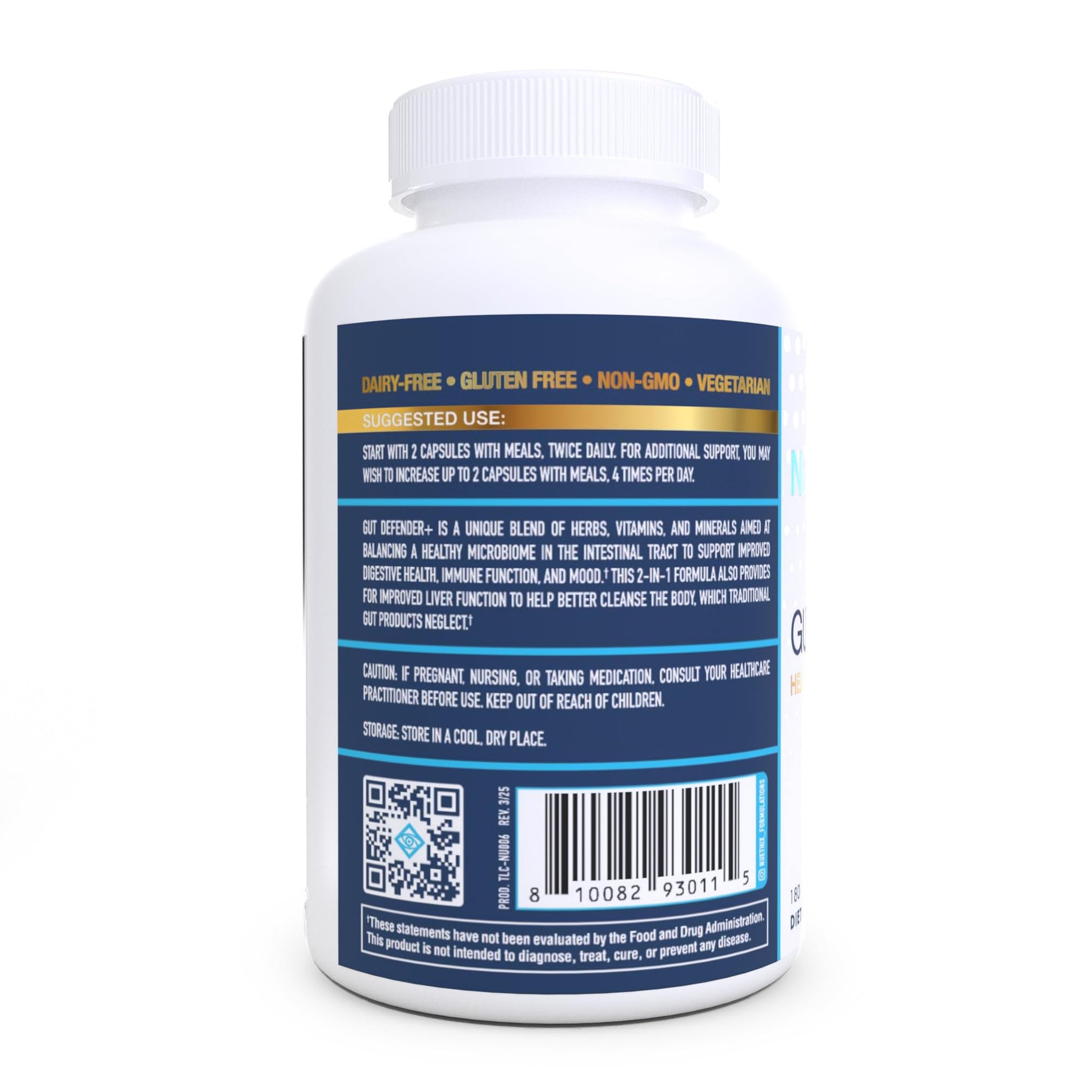 NuEthix Formulations Gut Defender+ Microbiome Balance Dietary Supplement, 180 Capsules, 90 Servings NuEthix FormulationsAu supplements