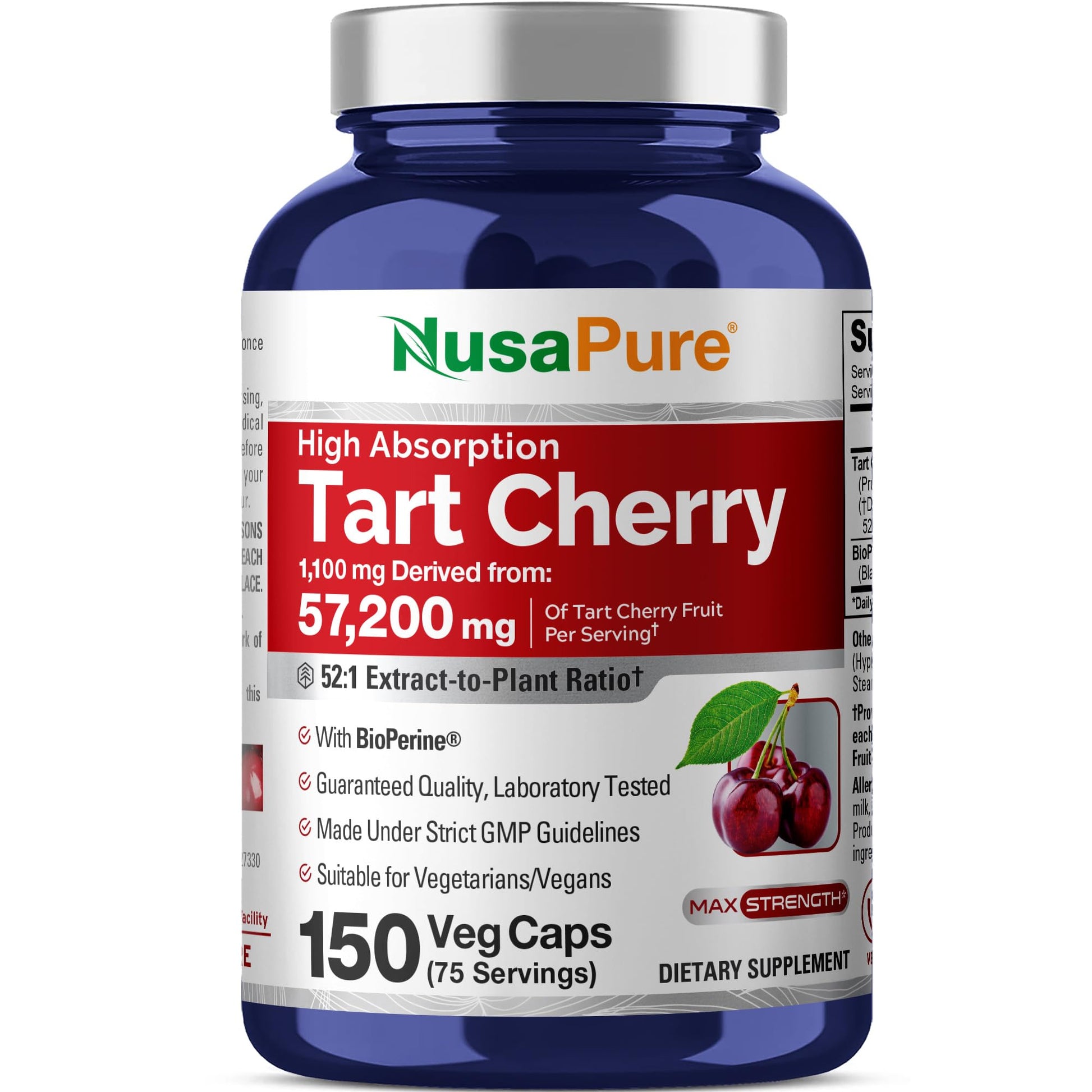 NusaPure Tart Cherry 57,200mg per Caps, 150 Count, Vegan, Non-GMO, Gluten Free NusaPureAu supplements