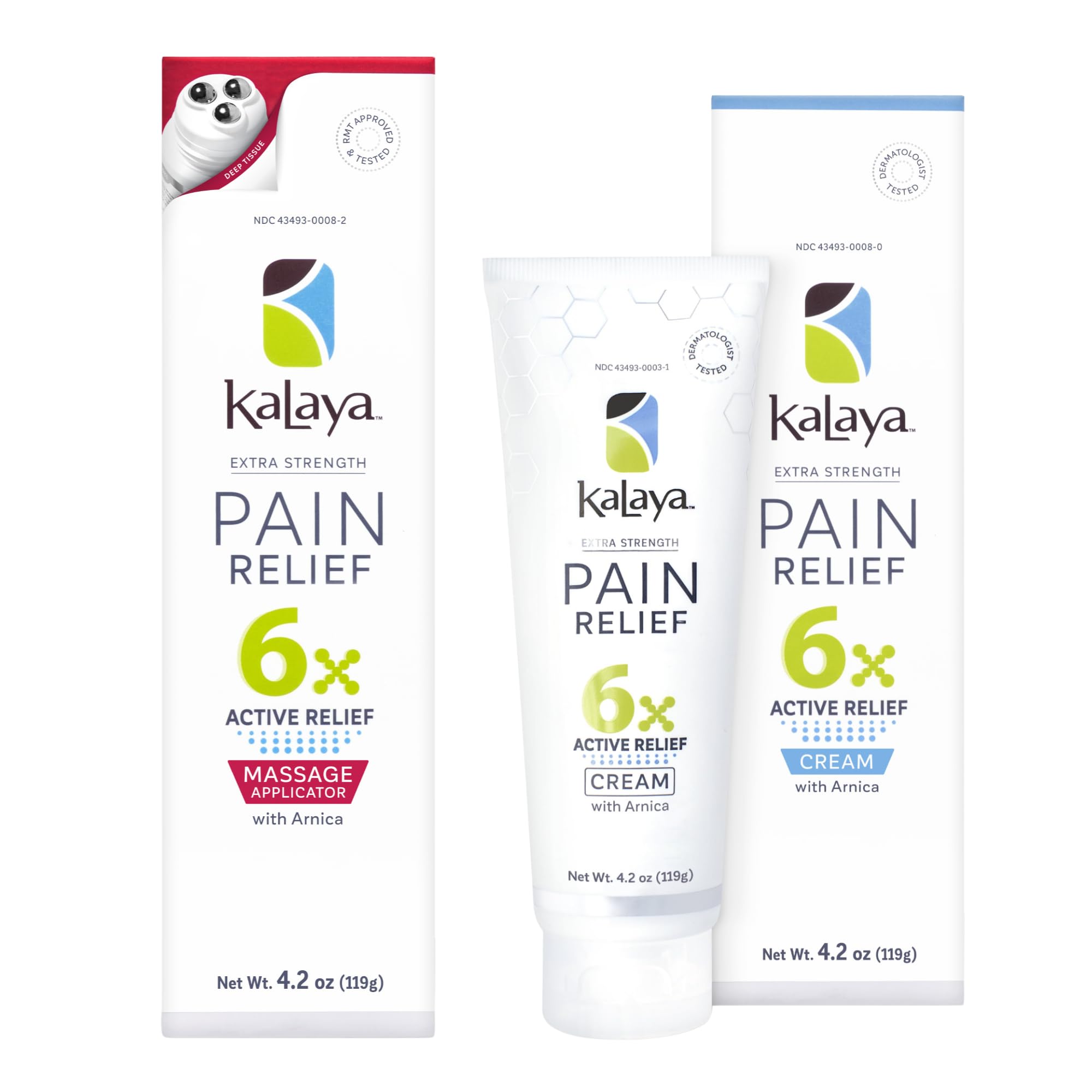 Kalaya 6X Pain Relief Arnica Cream with Massager and 6X Extra Strength Pain Relief Cream Kalaya NaturalsAu supplements
