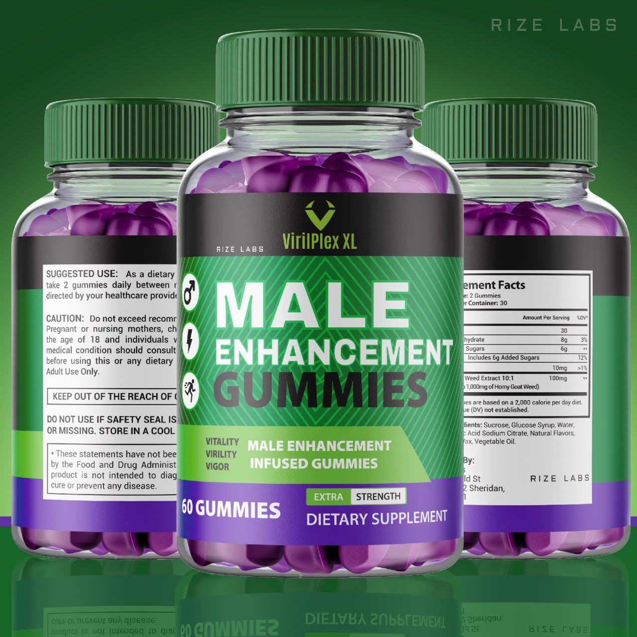 rize labs VirilPlex XL Male Performance Gummies, Premium Formula for Health and Well-Being for Men, Gummys to Deliver Maximum Performance Benefits - Pack of 3(180 Gummies) rize labsAu supplements
