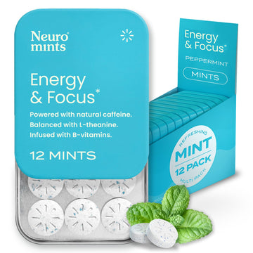 NeuroGum Energy Caffeine Mints (144 Pieces) - Sugar Free with L-theanine + Natural Caffeine + Vitamin B12 & B6 - Nootropic Energy & Focus Supplement for Women & Men - Keto & Vegan, Peppermint Flavor NeuroGumAu supplements