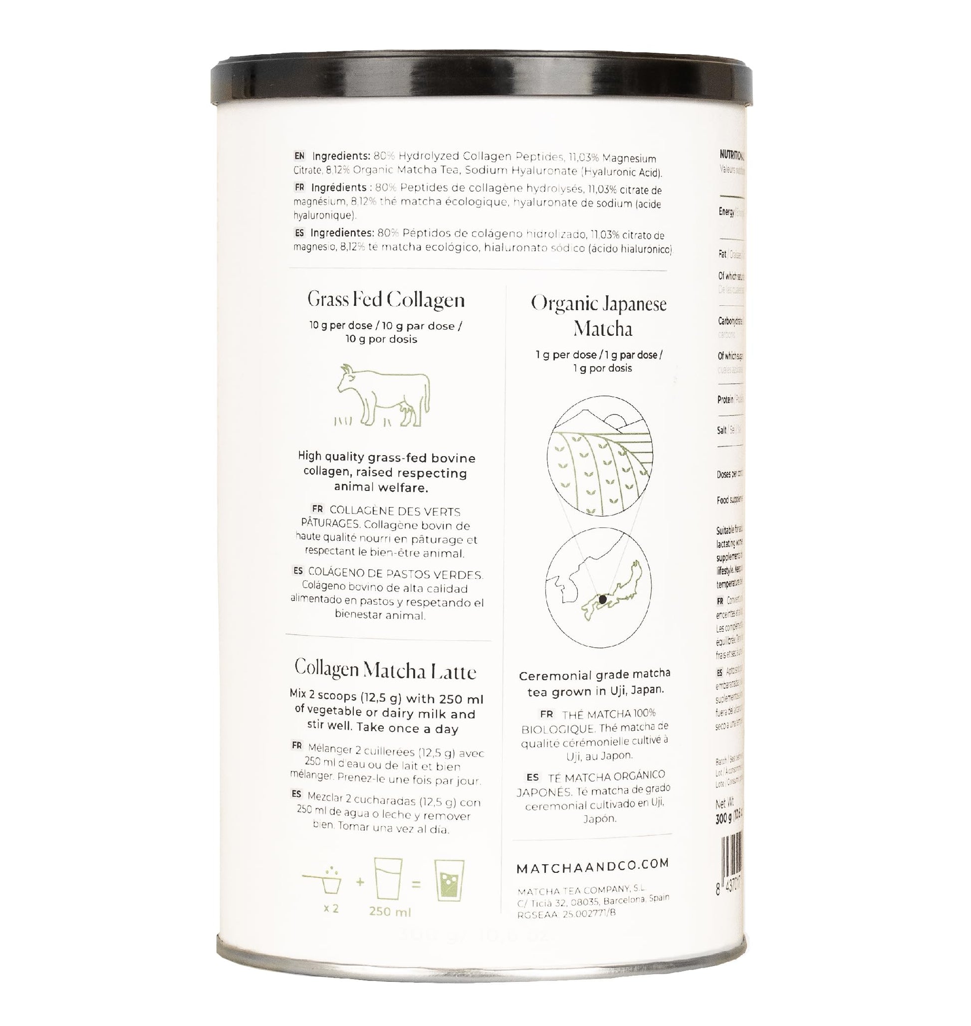 Collagen with Magnesium, Matcha Tea and Hyaluronic Acid. Joints, skin and nails Matcha & COAu supplements