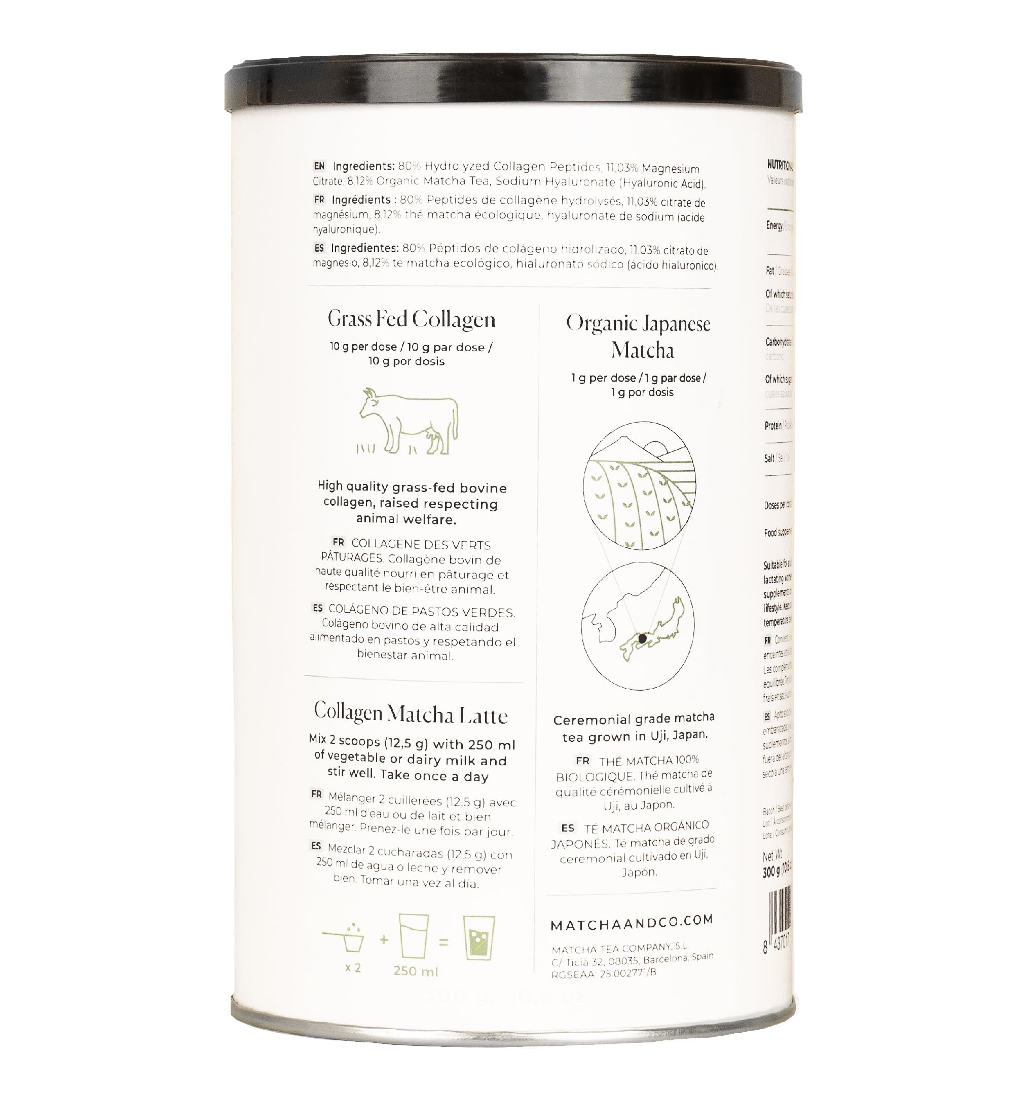 Collagen with Magnesium, Matcha Tea and Hyaluronic Acid. Joints, skin and nails Matcha & COAu supplements