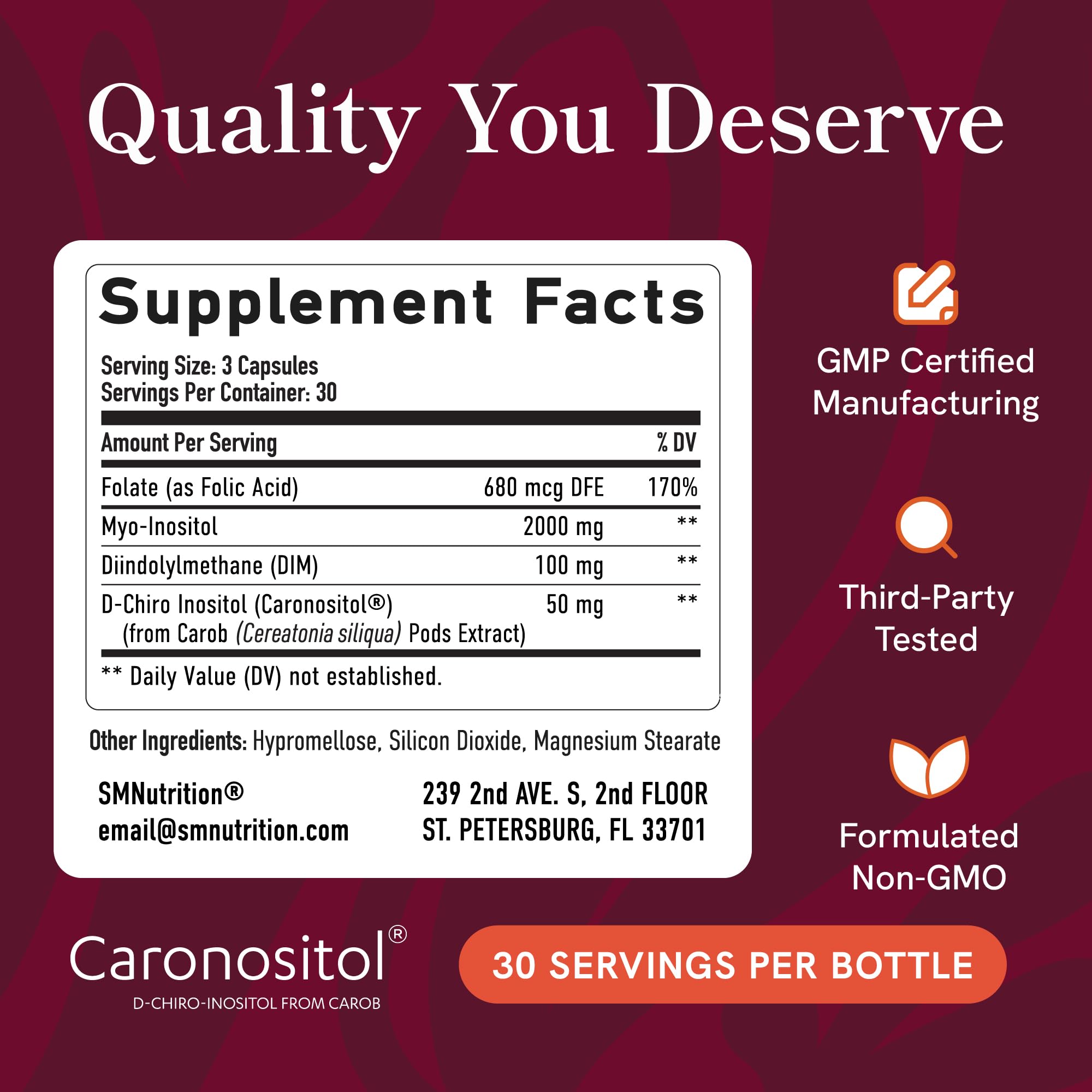 Ovarian Support for Hormone Balance for Women | Healthy Ovulation, Menstrual Cycle & Reproductive Health Support | DIM Supplement with Myo-Inositol & D-Chiro Inositol & Folate Complex | 30 Day Supply SMNutritionAu supplements