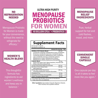 Menopause Support Probiotics for Women - Hot Flashes Night Sweats Mood Swings BioSchwartzUS supplements