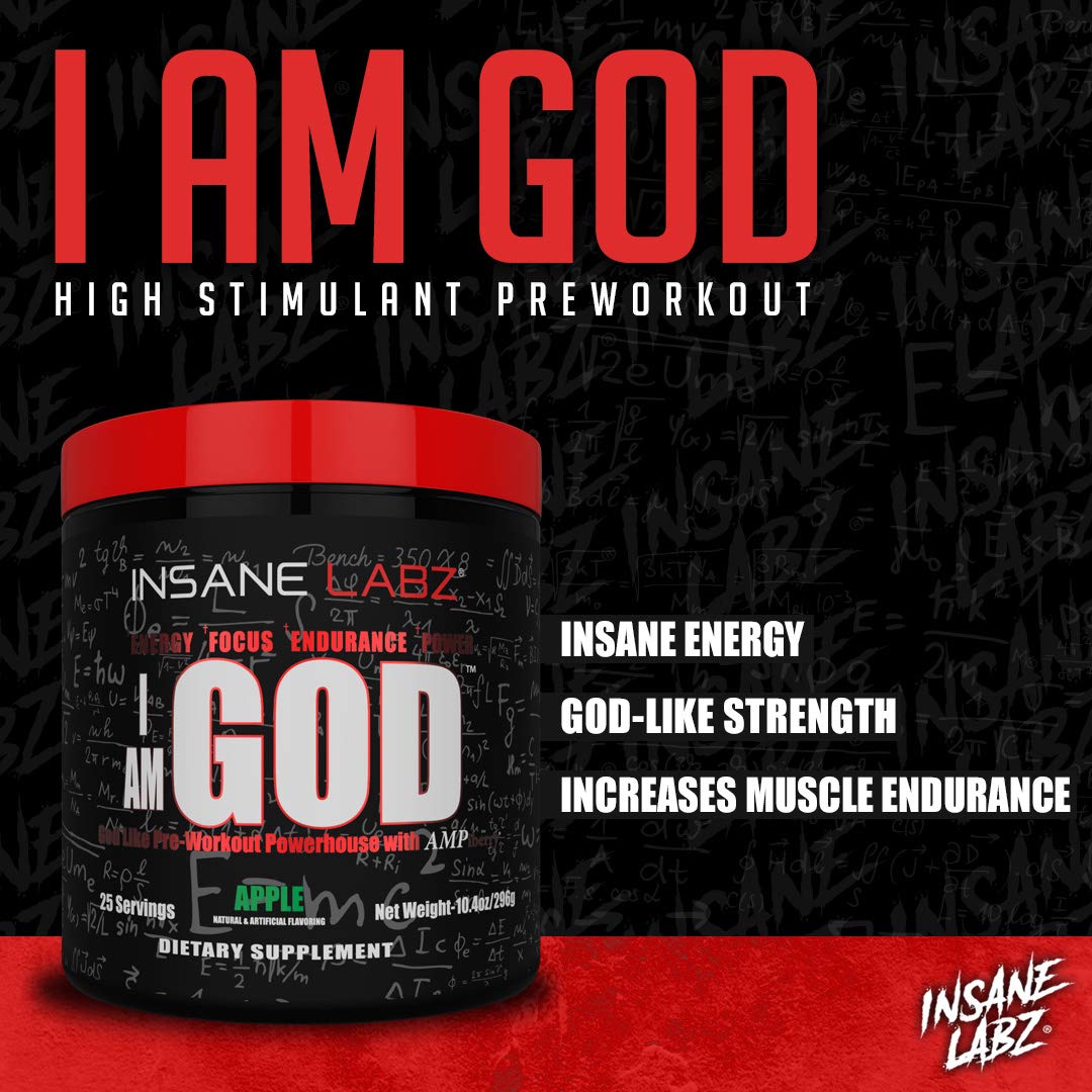 Insane Labz I am God Pre Workout, High Stim Pre Workout Powder Loaded with Creatine Insane LabzAu supplements