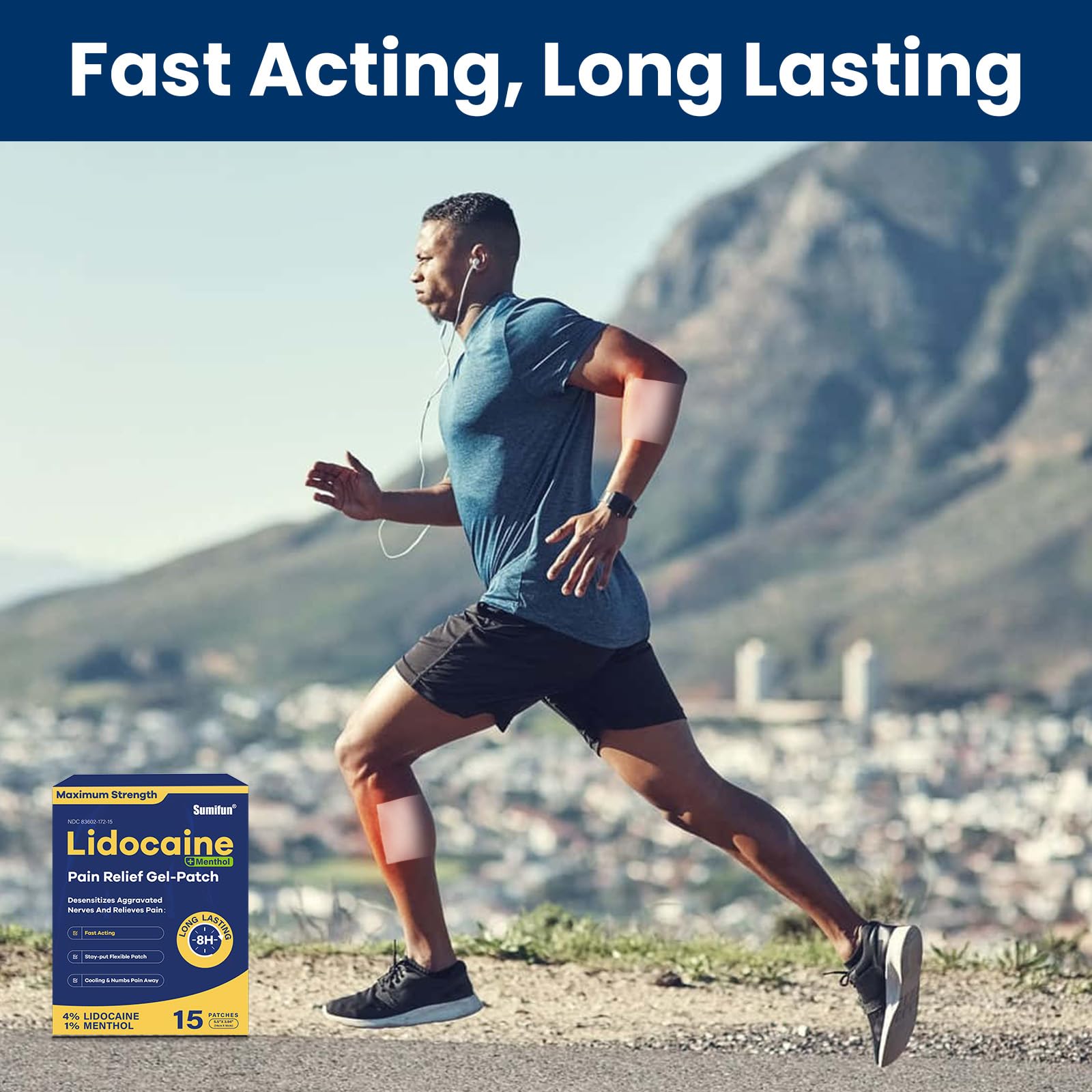 Sumifun 4% Lidocaine Patches Plus 1% Menthol - 15 Counts Maximum Strength OTC Pain Relief Patches for Back Ache Stiff Neck Joint Pain Muscle Soreness Topical Analgesic SumifunAu supplements