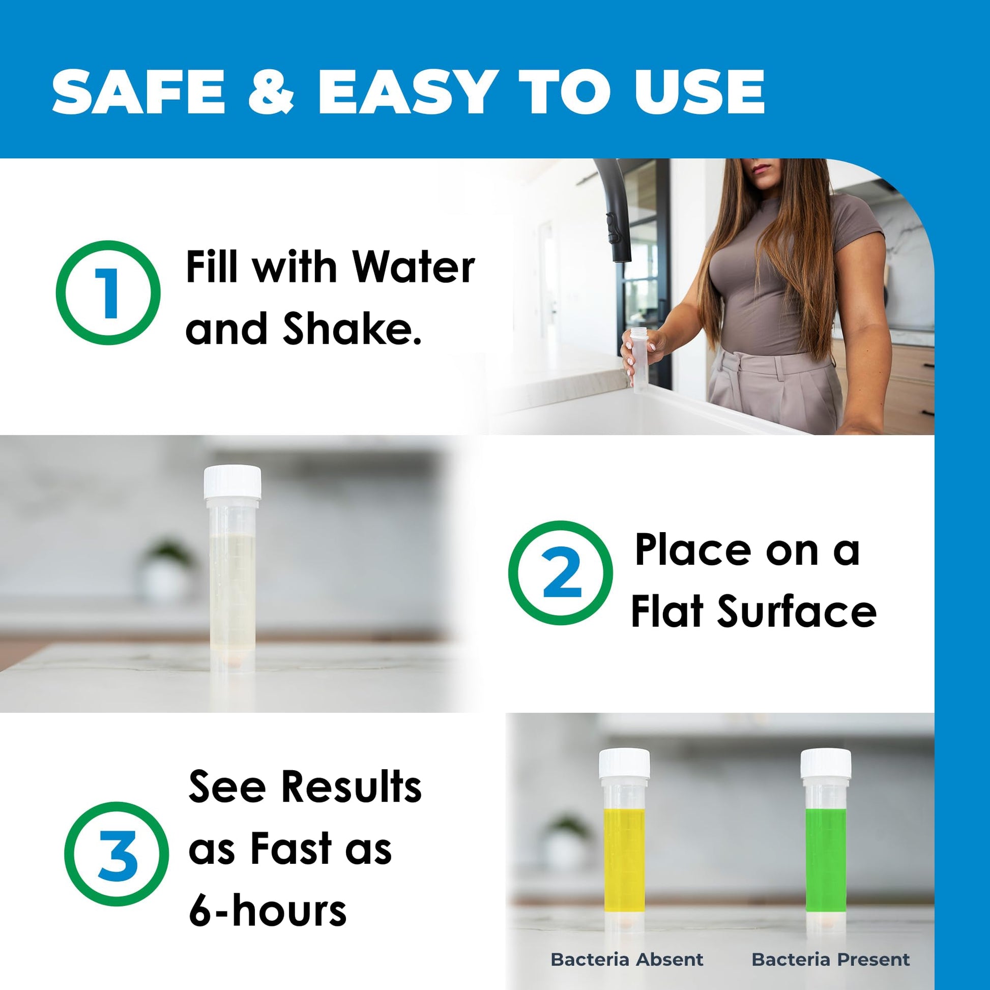 Safe Home® DIY Bacteria in Water Test Kit – Results as Fast as 6 Hours – Detects 50 Different Species of Coliform Bacteria – EPA Lab Certified – Made in the USA – (1 Pack) Safe HomeAu supplements