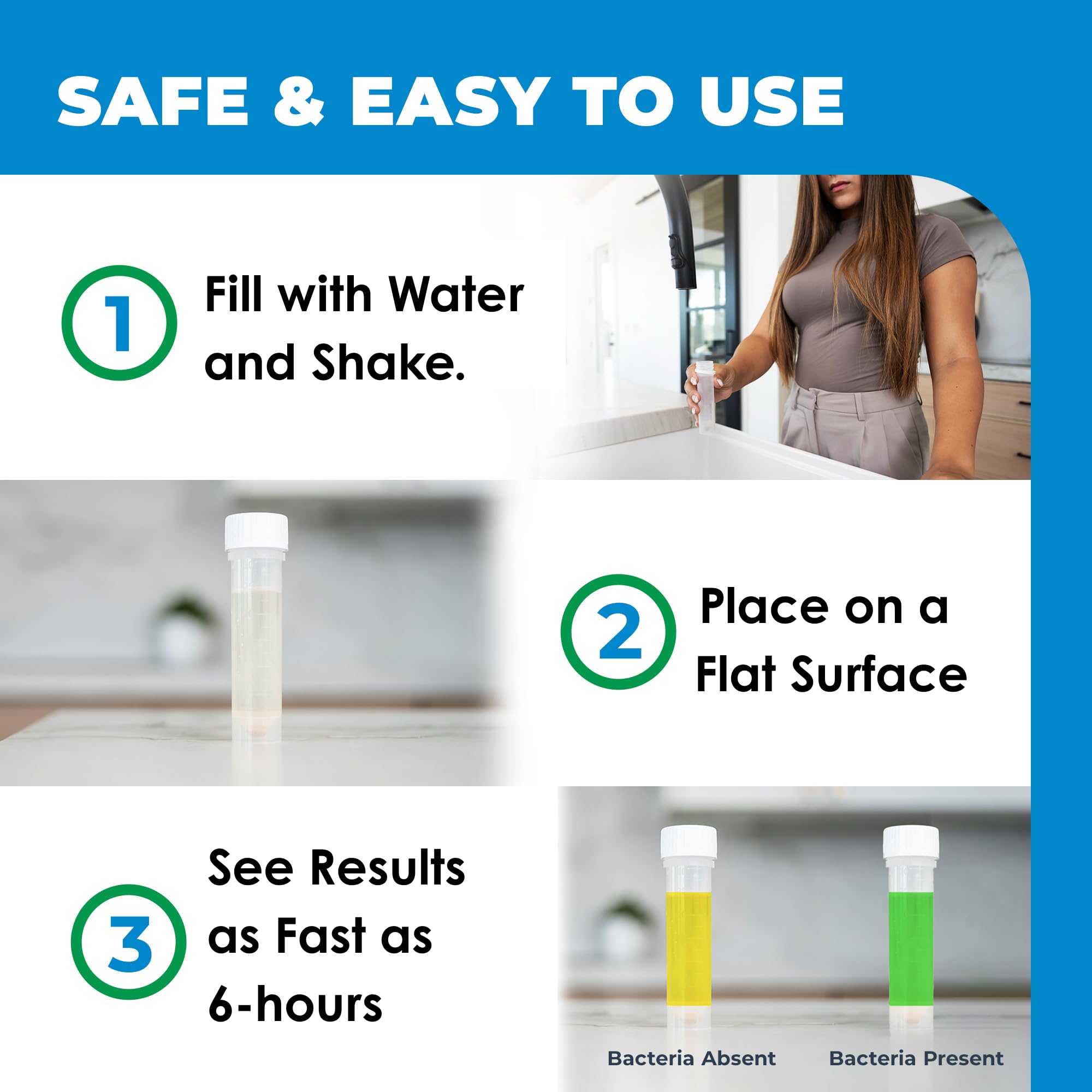 Safe Home® DIY Bacteria in Water Test Kit – Results as Fast as 6 Hours – Detects 50 Different Species of Coliform Bacteria – EPA Lab Certified – Made in the USA – (1 Pack) Safe HomeAu supplements