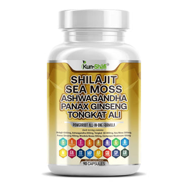 Kun Shafi Shilajit Complex – Sea Moss, Tongkat Ali, Ashwagandha, Ginseng, Zinc, CoQ10, PQQ & Magnesium – Fulvic Acid Capsules for Energy, Vitality & Performance with Panax Cordyceps – 90 Capsules Kun ShafiAu supplements