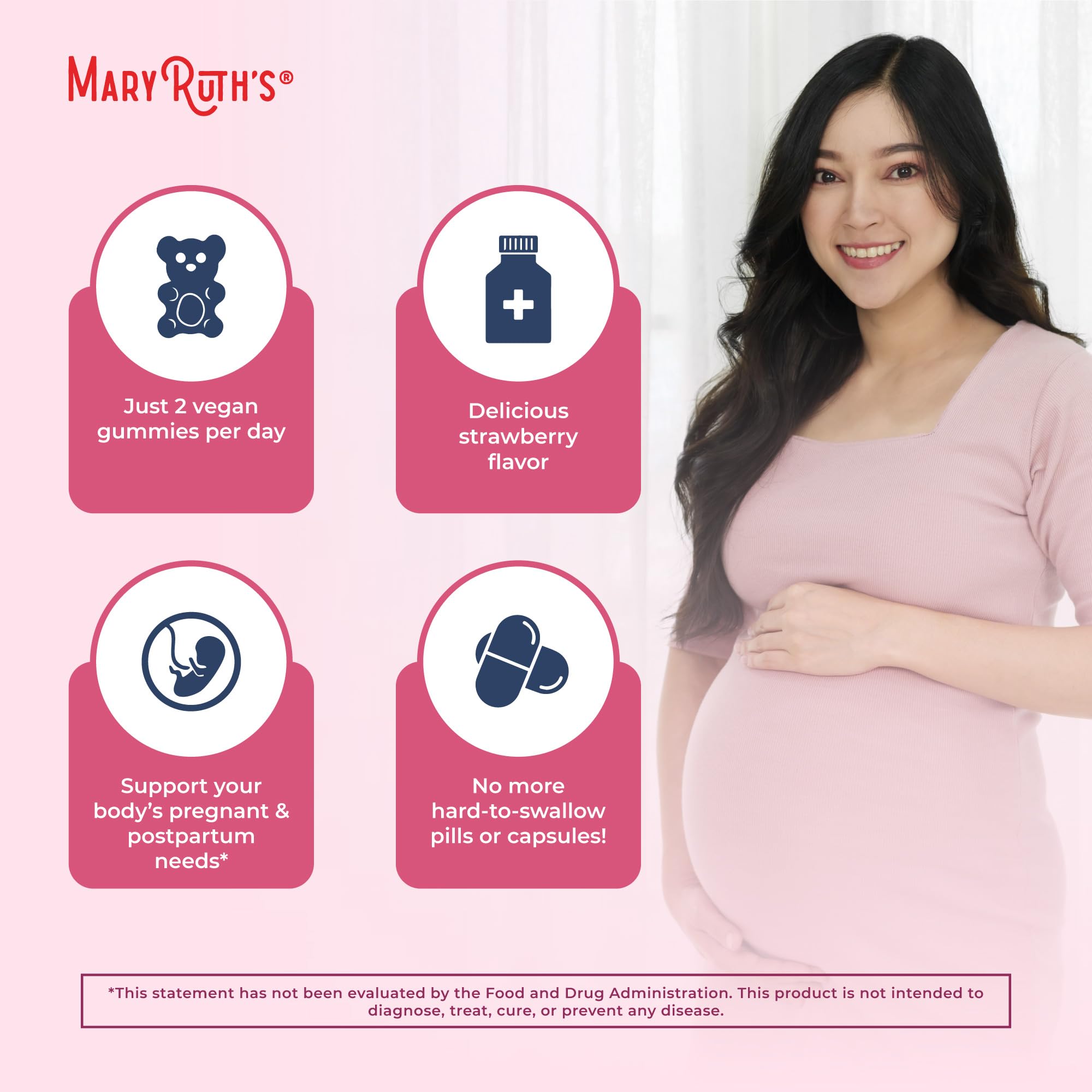 MaryRuth Organics Prenatal Vitamins for Women | USDA Organic Prenatal Gummies | Postnatal Vitamins for Women Breastfeeding | Methylfolate 800 mcg DFE | Iodine | Vegan | Non GMO | 30 Servings MARYRUTH'SUS supplements