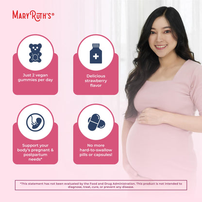 MaryRuth Organics Prenatal Vitamins for Women | USDA Organic Prenatal Gummies | Postnatal Vitamins for Women Breastfeeding | Methylfolate 800 mcg DFE | Iodine | Vegan | Non GMO | 30 Servings MARYRUTH'SUS supplements