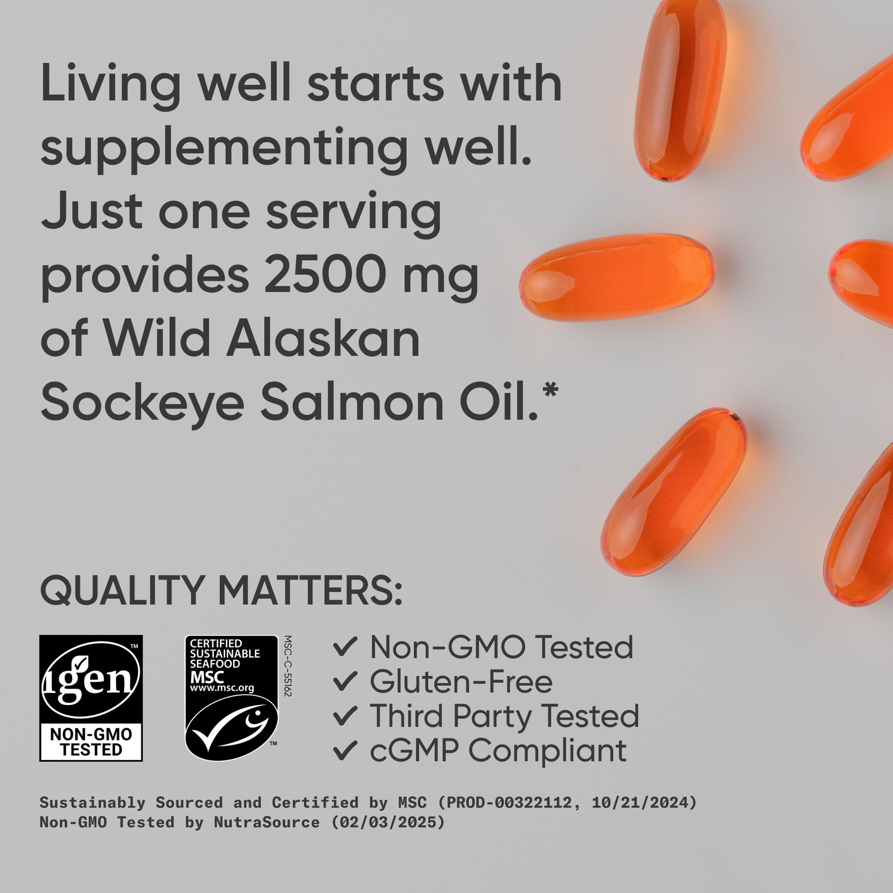Sports Research® Salmon Oil - Single-Source Wild Alaskan Sockeye | 2500 mg per Serving w/EPA & DHA Fatty Acids | MSC Certified - 180 Count Softgels Sports ResearchAu supplements