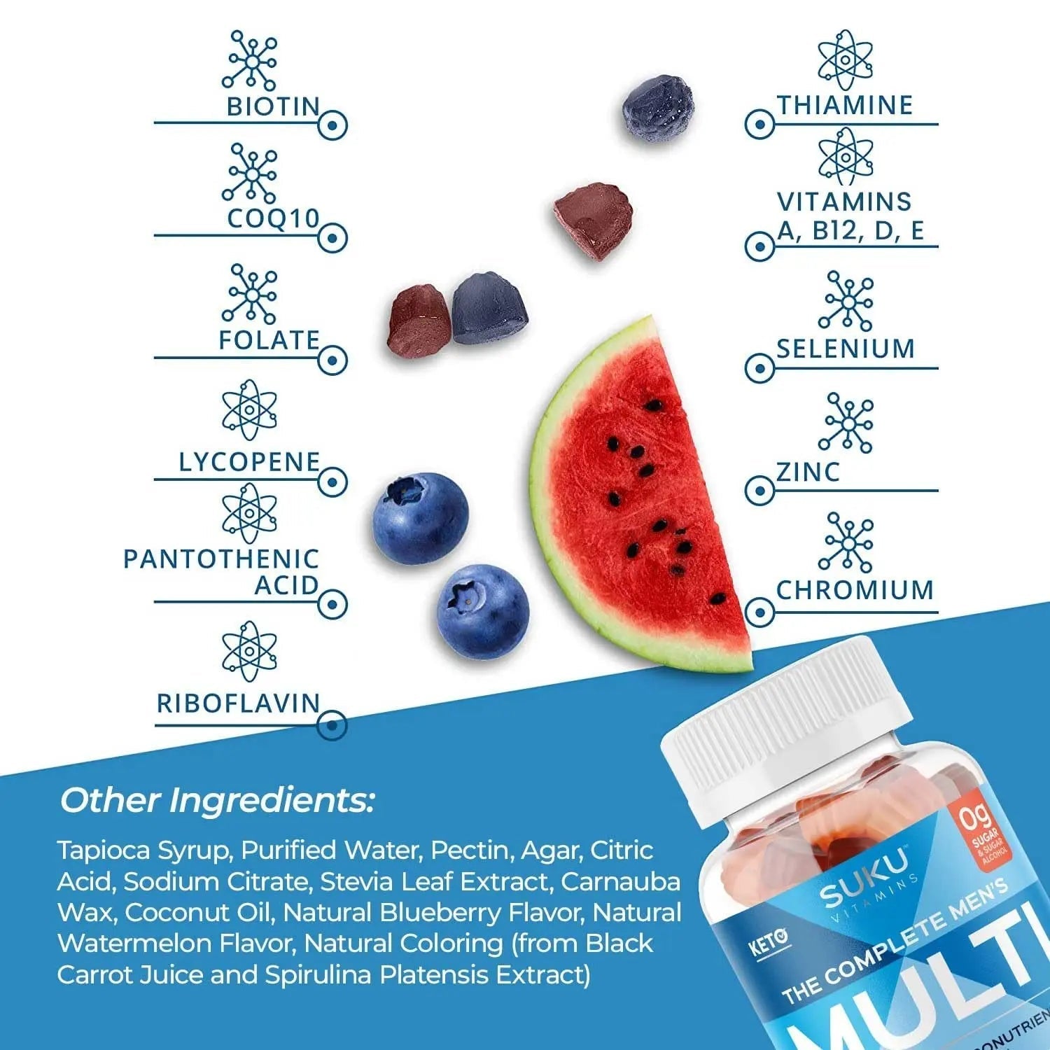SUKU Men's Daily Multivitamin Gummies – Vitamins A, B12, C, D3, E, Zinc, CoQ10 & Lycopene – Prostate, Heart & Immune Support SUKUAu supplements