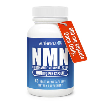 NMN Supplement 600 mg/Capsule Once Daily | 99% Pure Beta Nicotinamide Mononucleotide | Potent NAD⁺ Precursor | Supports Cellular Energy & Metabolism | Vegan, Non-GMO, Third-Party Tested & Gluten-Free AUTHENTAAu supplements