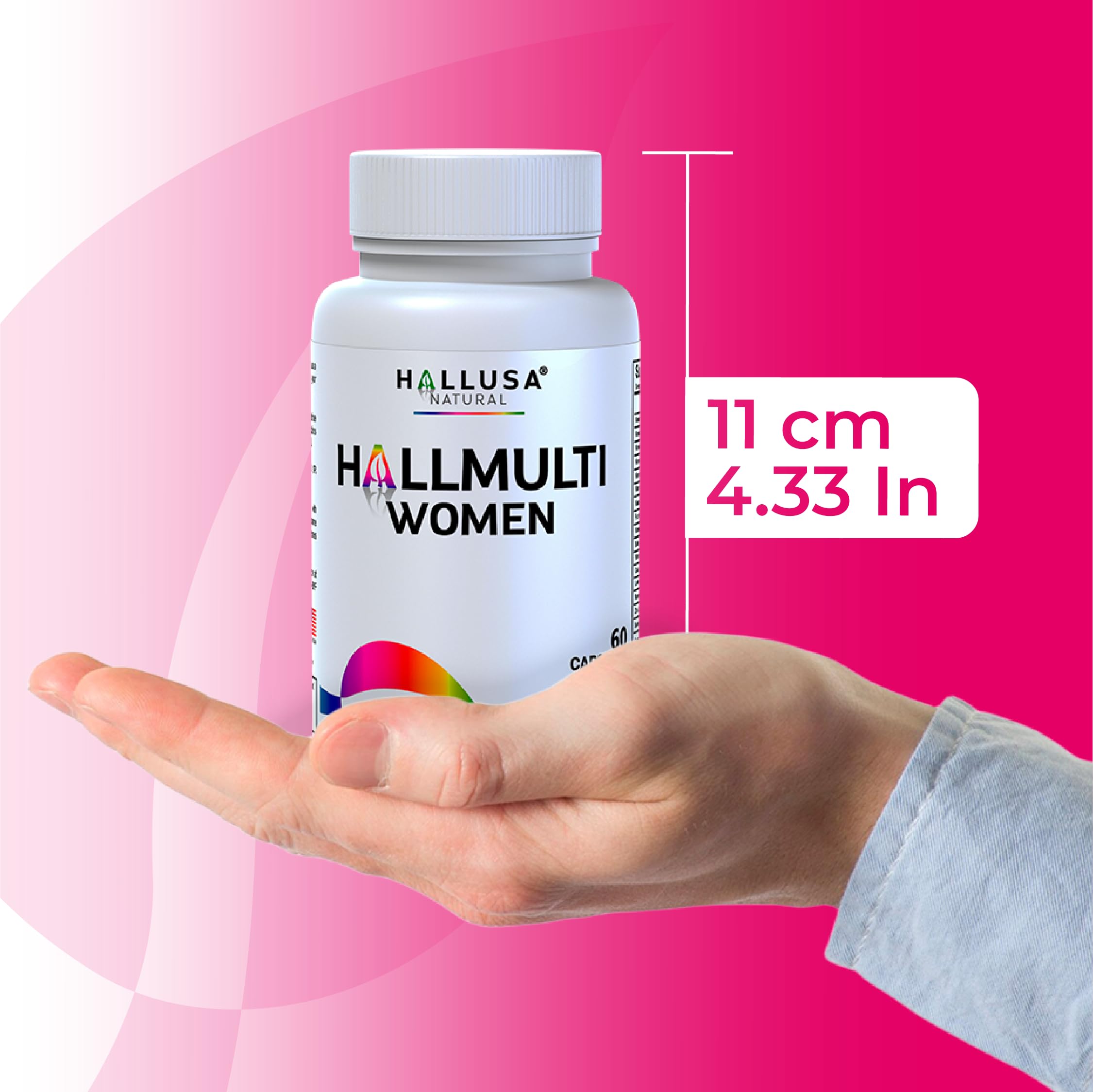 Women’s Multivitamin 18+ Vitamins & Minerals | Biotin, Folic Acid, Zinc, Calcium, Magnesium & Vitamin D | Hair, Skin & Nails Support, Energy Hallusa NaturalUS supplements