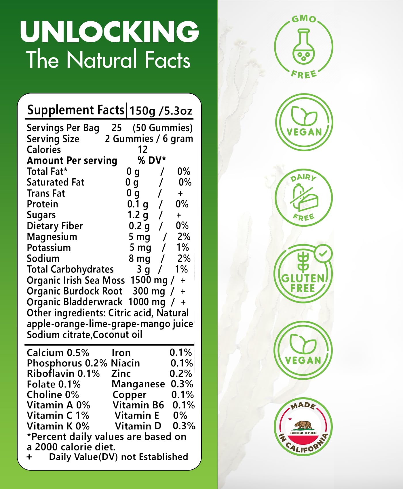 BIO VITALICA Sea Moss Gummies – with Bladderwrack & Burdock Root – Wildcrafted Gel + Powder – Vegan, Keto, Non-GMO, Gluten-Free – Fruity Mineral-Rich Gummies – 50 Count (3 Pack) BIO VITALICAAu supplements