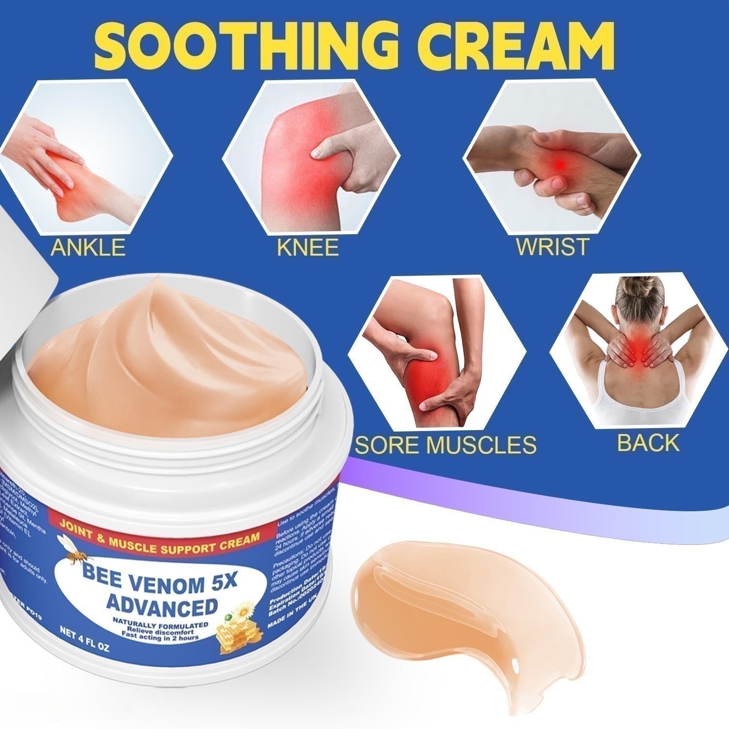 JOYFULART Zealand Bee Venom Serum Gel, Professional for Joint, Muscle, Bone Cream, 24h Fast Release, Soothing Powerful for Back, Neck, Hand, Foot, Knee, Muscle, Shoulder, Hip, Nerve JOYFULARTAu supplements