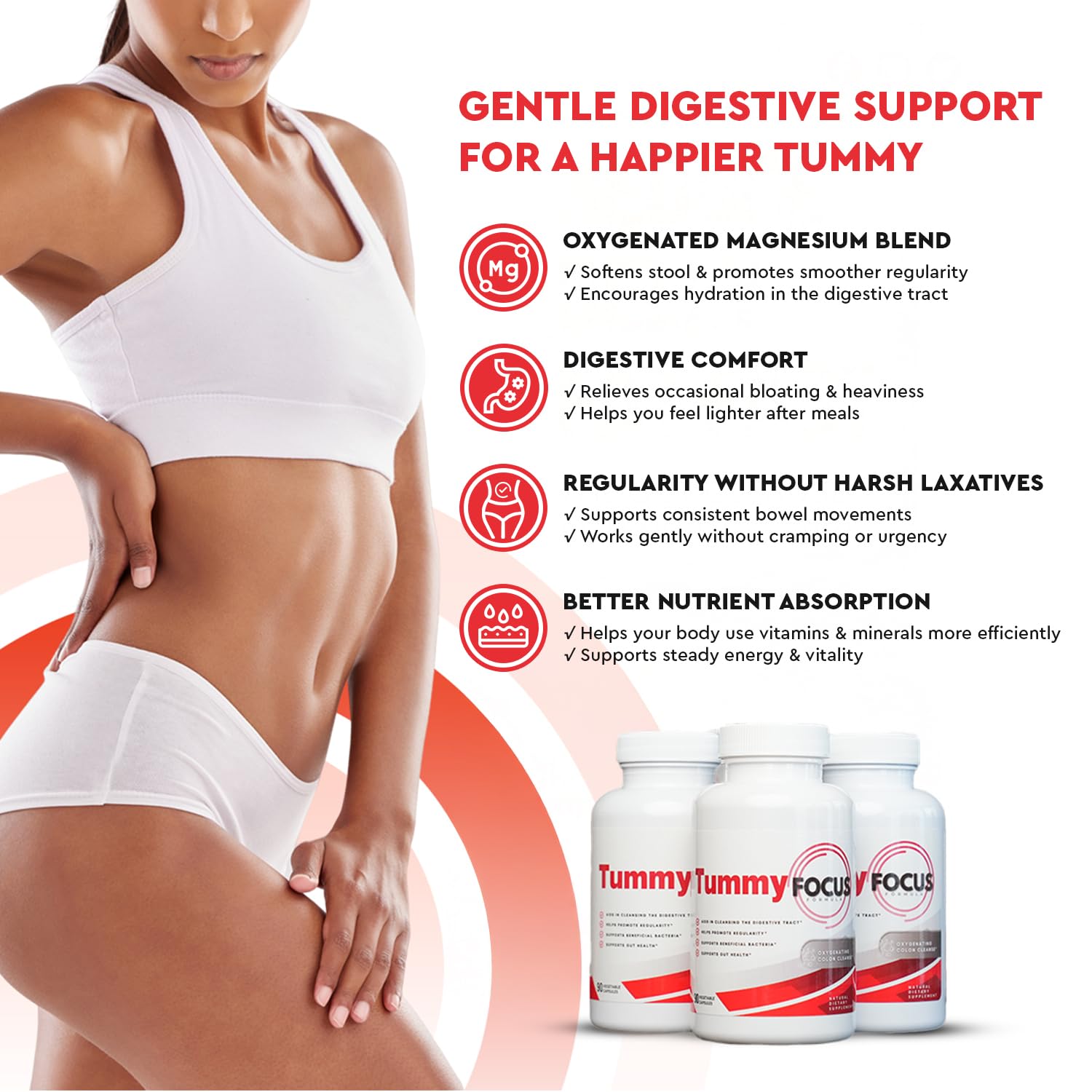 JJ Smith Tummy Focus – Digestive Cleanse Supplement with Ozonated Oxygenated Magnesium – Supports Digestion, Regularity, Bloating, Gut Balance, Nutrient Absorption, Energy & a Flatter Belly Health FocusedAu supplements
