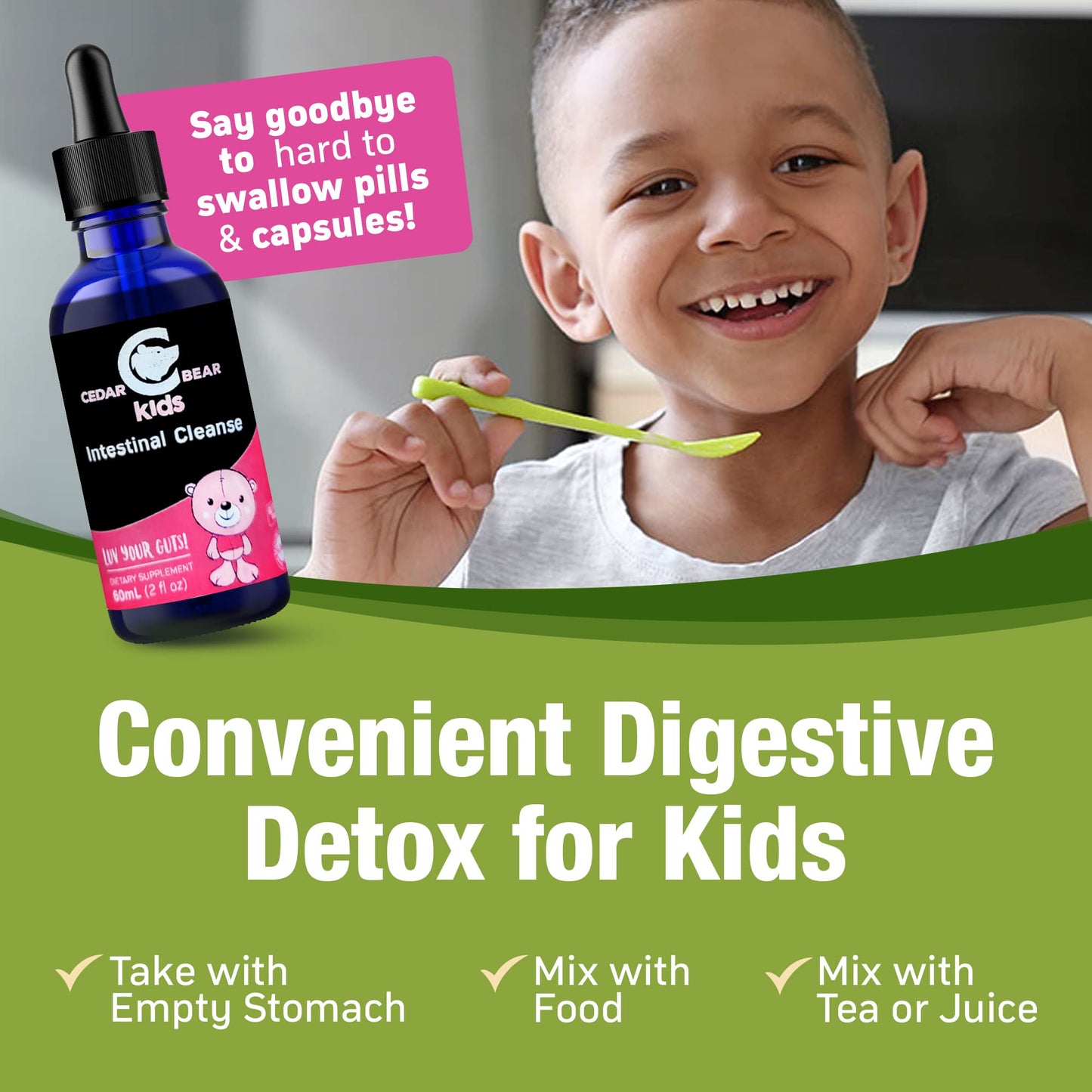Cedar Bear - Intestinal Cleanse for Kids, Liquid Herbal Supplement for Detox Cleanse Cedar Bear NaturalesUS supplements