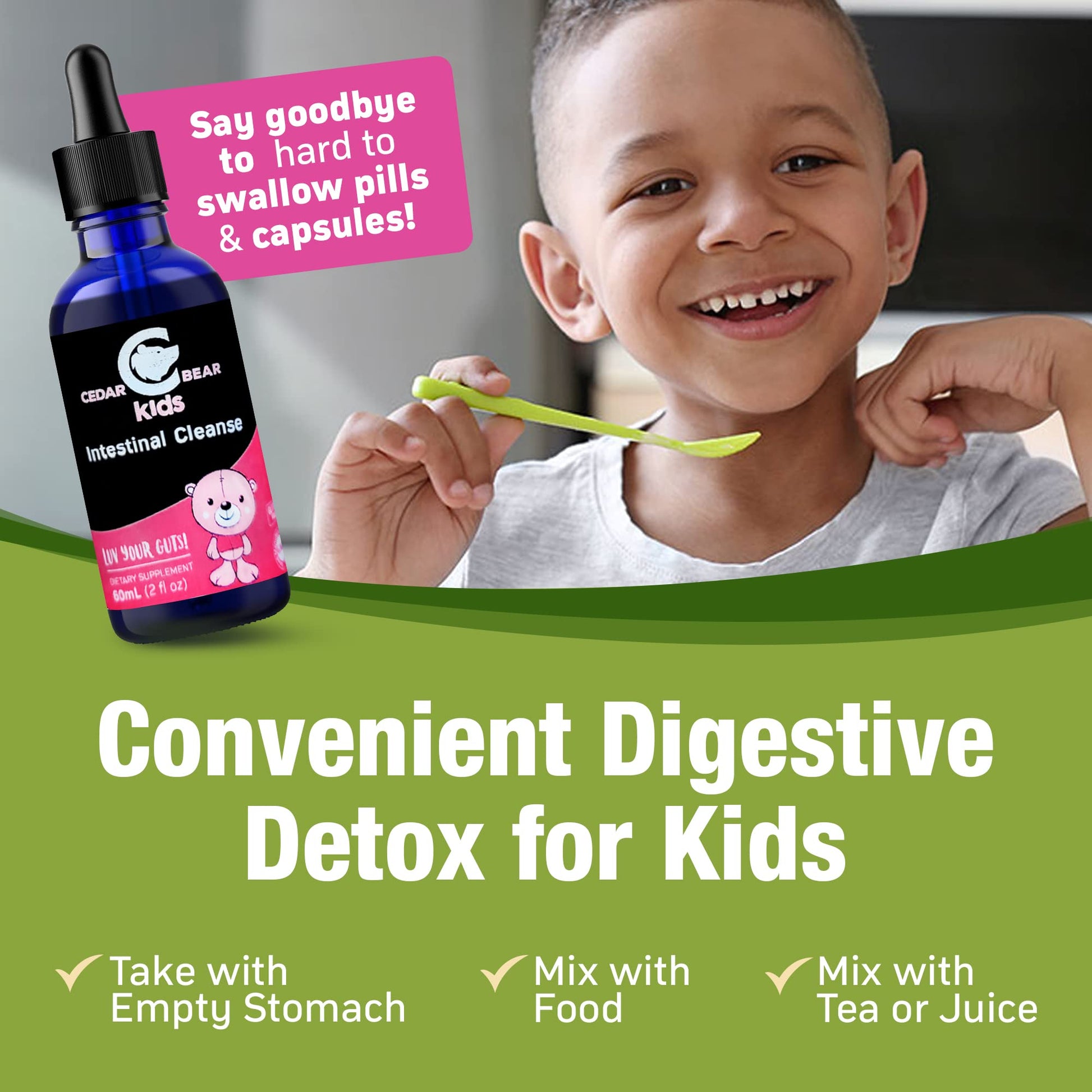 Cedar Bear - Intestinal Cleanse for Kids, Liquid Herbal Supplement for Detox Cleanse Cedar Bear NaturalesUS supplements