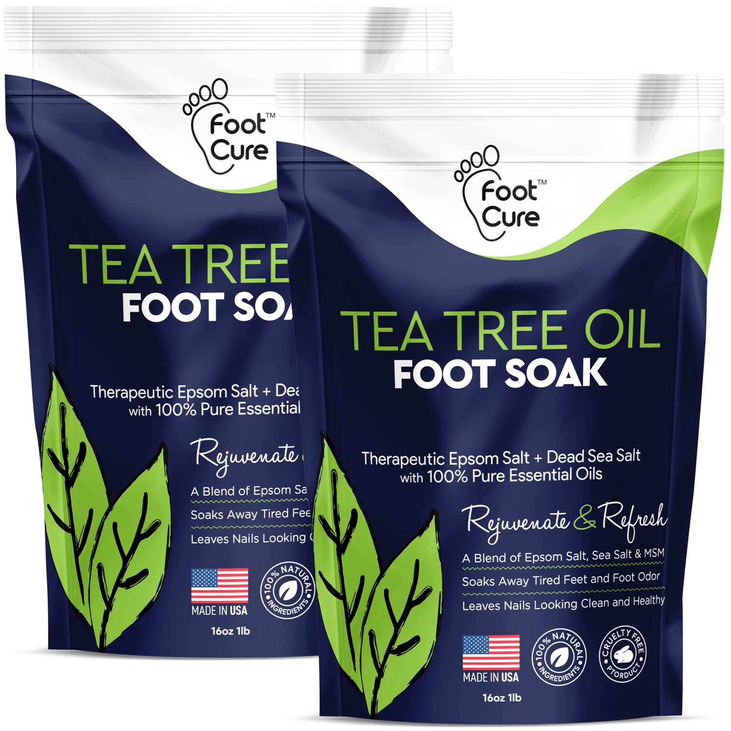 Tea Tree Oil Foot Soak with Epsom Salt - Best Toenail Fungus Treatment, Athletes FOOT CUREUS supplements