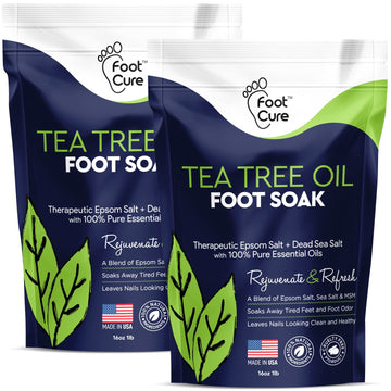 Tea Tree Oil Foot Soak with Epsom Salt - Best Toenail Fungus Treatment, Athletes FOOT CUREUS supplements