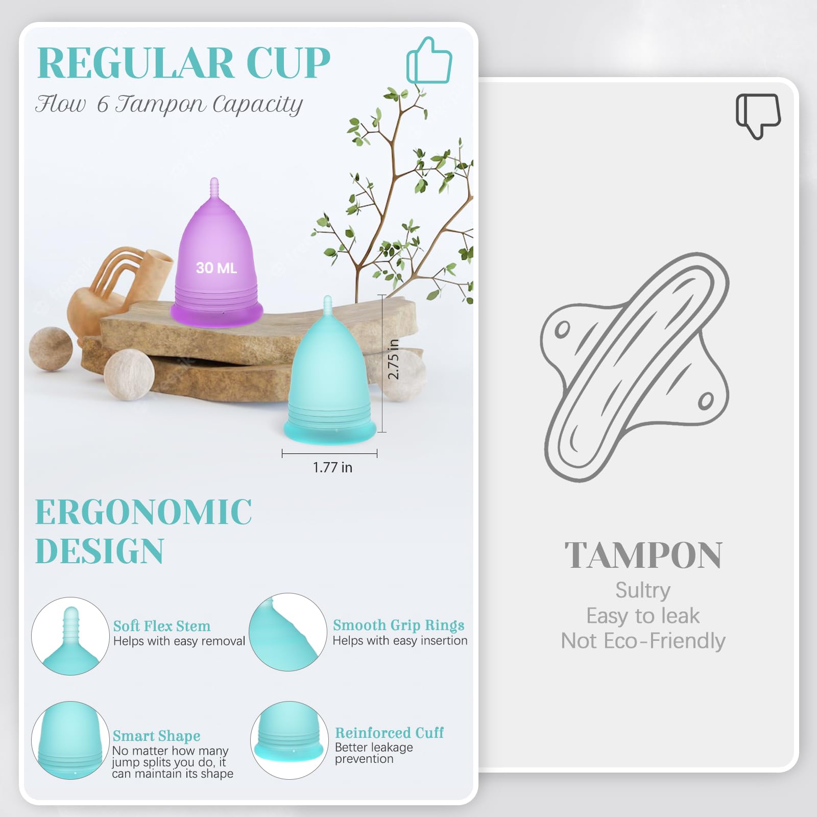 YTYOMUR Menstrual Cup Set, 2 Soft Period Cup Come with Collapsible Cleaner Cup YTYOMURAu supplements
