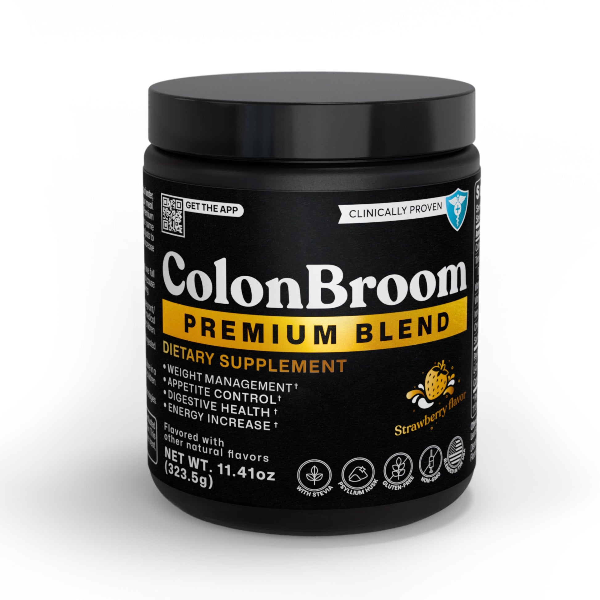 ColonBroom Premium Powder Supplement (Strawberry) - Colon Broom Psyllium Husk Fiber Powder Drink - Gluten Free, Non-GMO Colon Cleanse for Bloating Relief & Gut Health, 50 Servings ColonBroomAu supplements