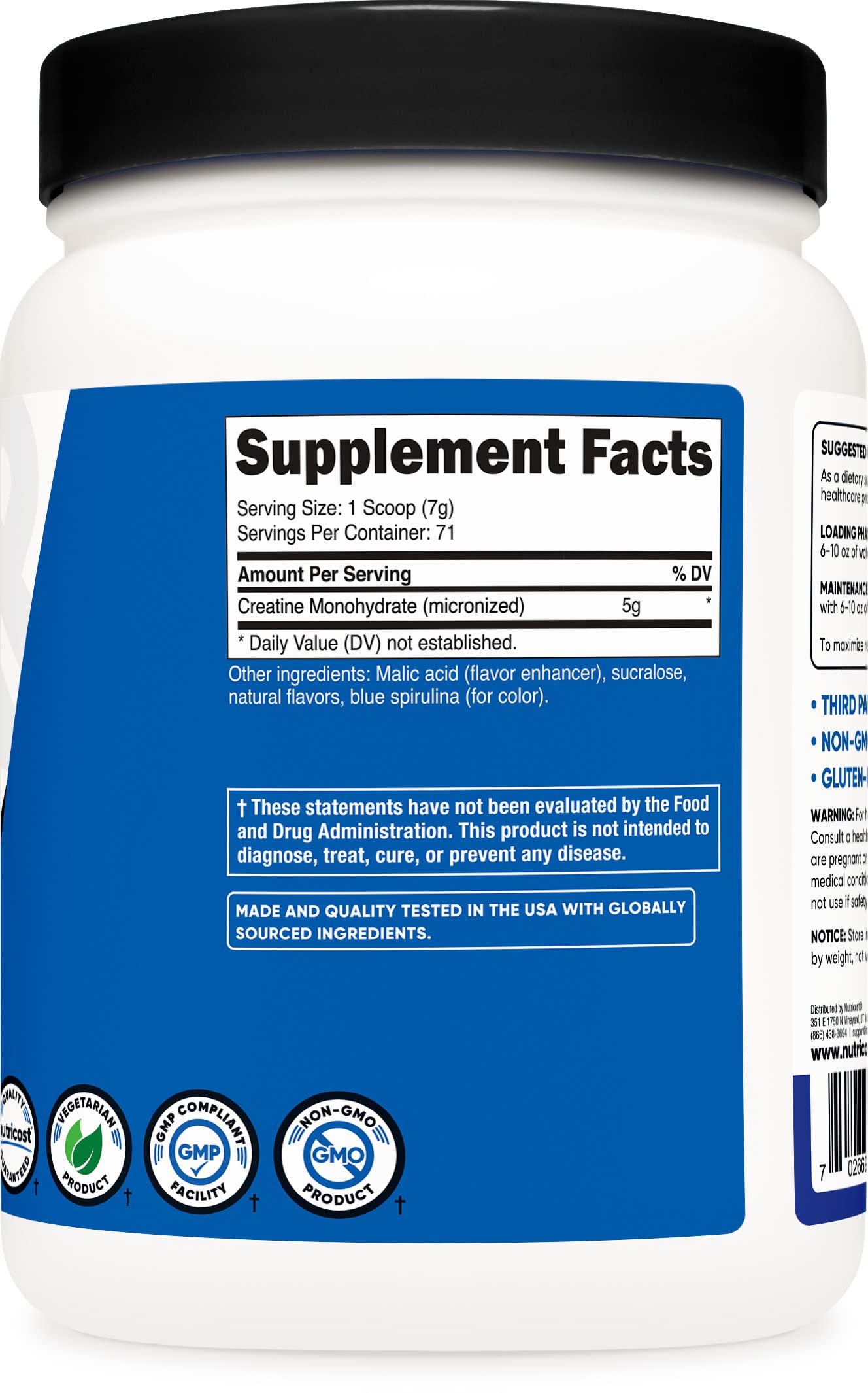 Nutricost Creatine Monohydrate Powder (Blue Raspberry), 500 Grams (1.1 LBS) NutricostUS supplements