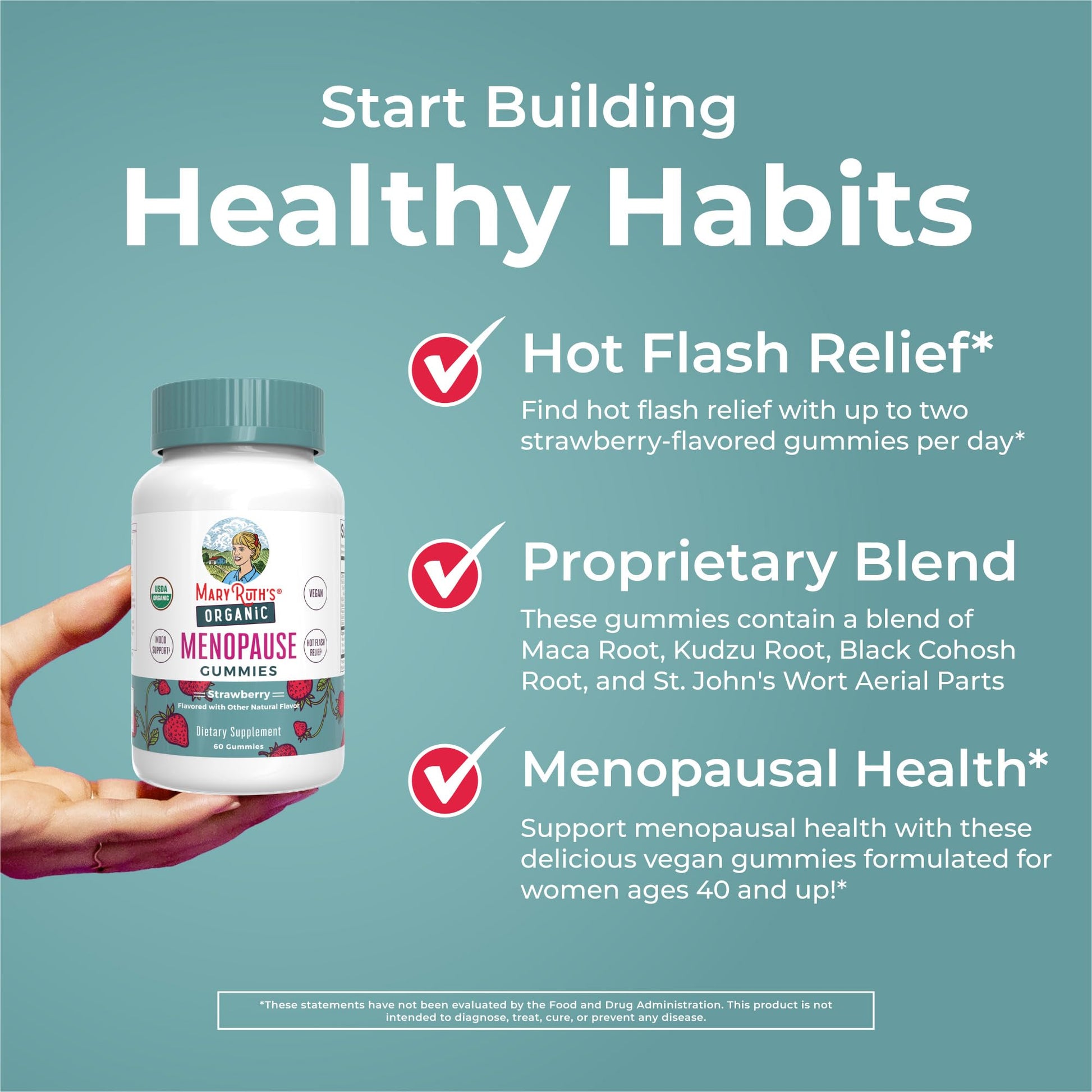 Organic Menopause Gummies by MaryRuth's | Menopause Supplements for Women | Mood Support | Hot Flash Relief | Maca Root | Black Cohosh | USDA Organic | Non-GMO | Vegan | 30 Servings MARYRUTH'SAu supplements